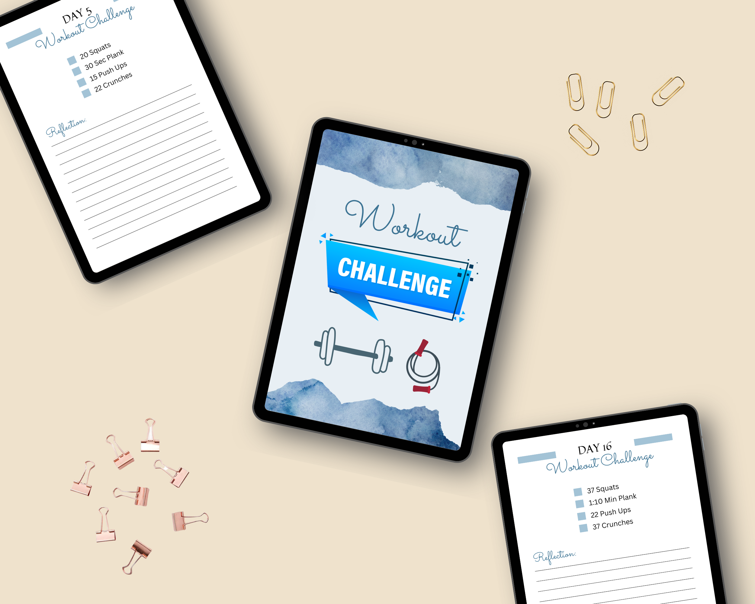 30-Day Workout Challenge | Editable Canva Template A4 Size