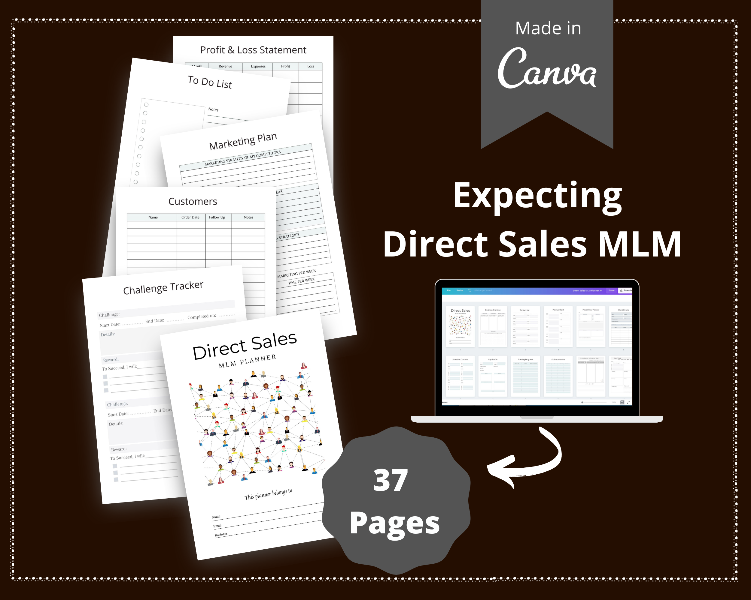 Editable Direct Sales Planner in Canva | Commercial Use