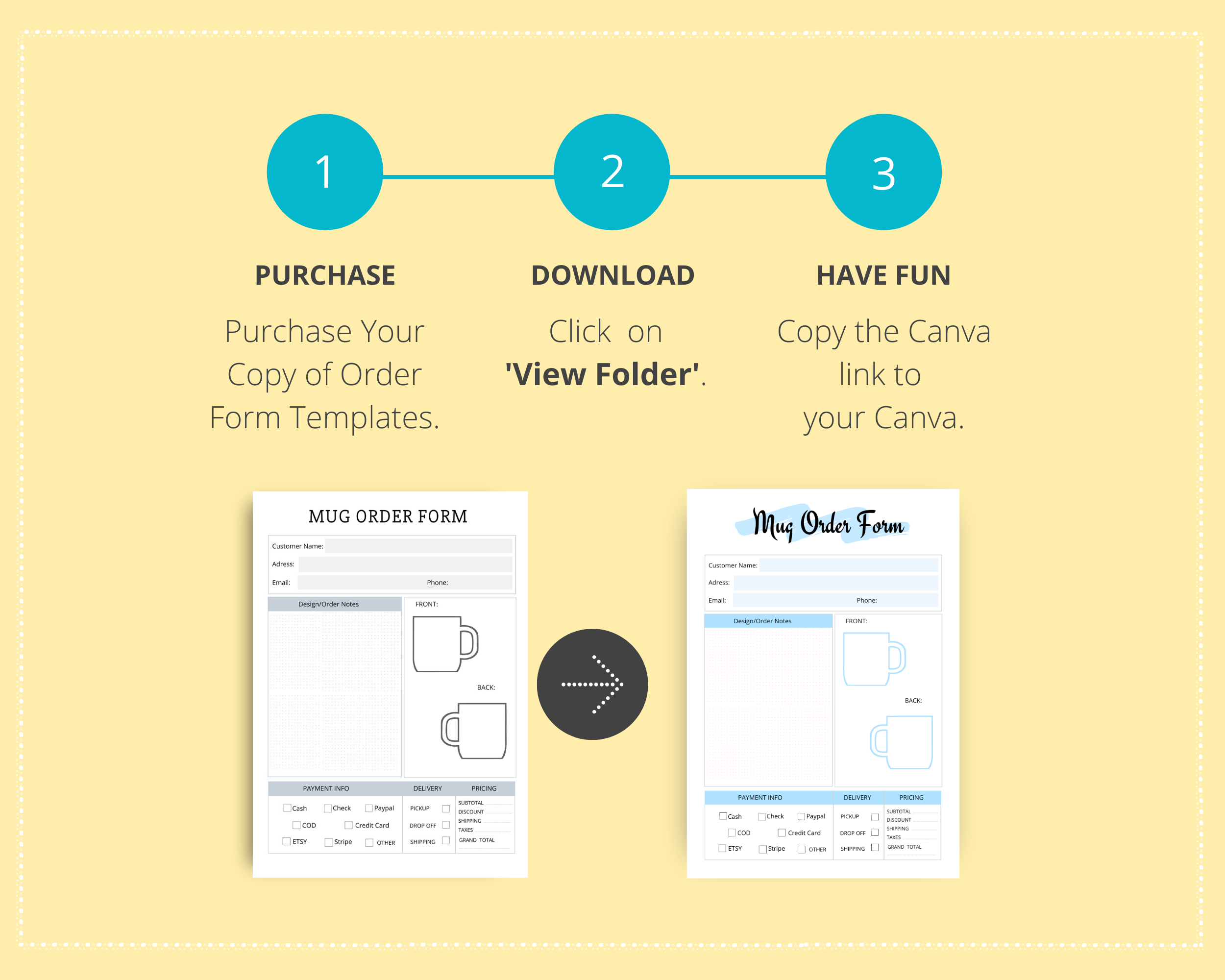 Editable Order Form Templates in Canva | Commercial Use