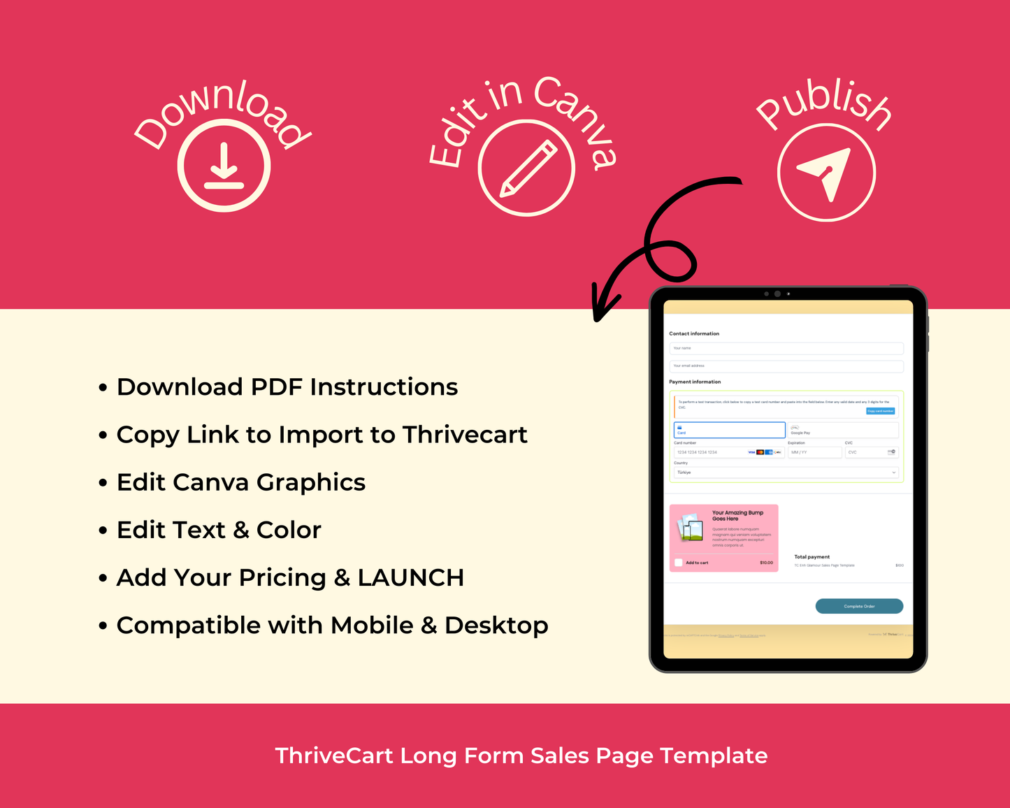 Glamour Sales Page Template in ThriveCart
