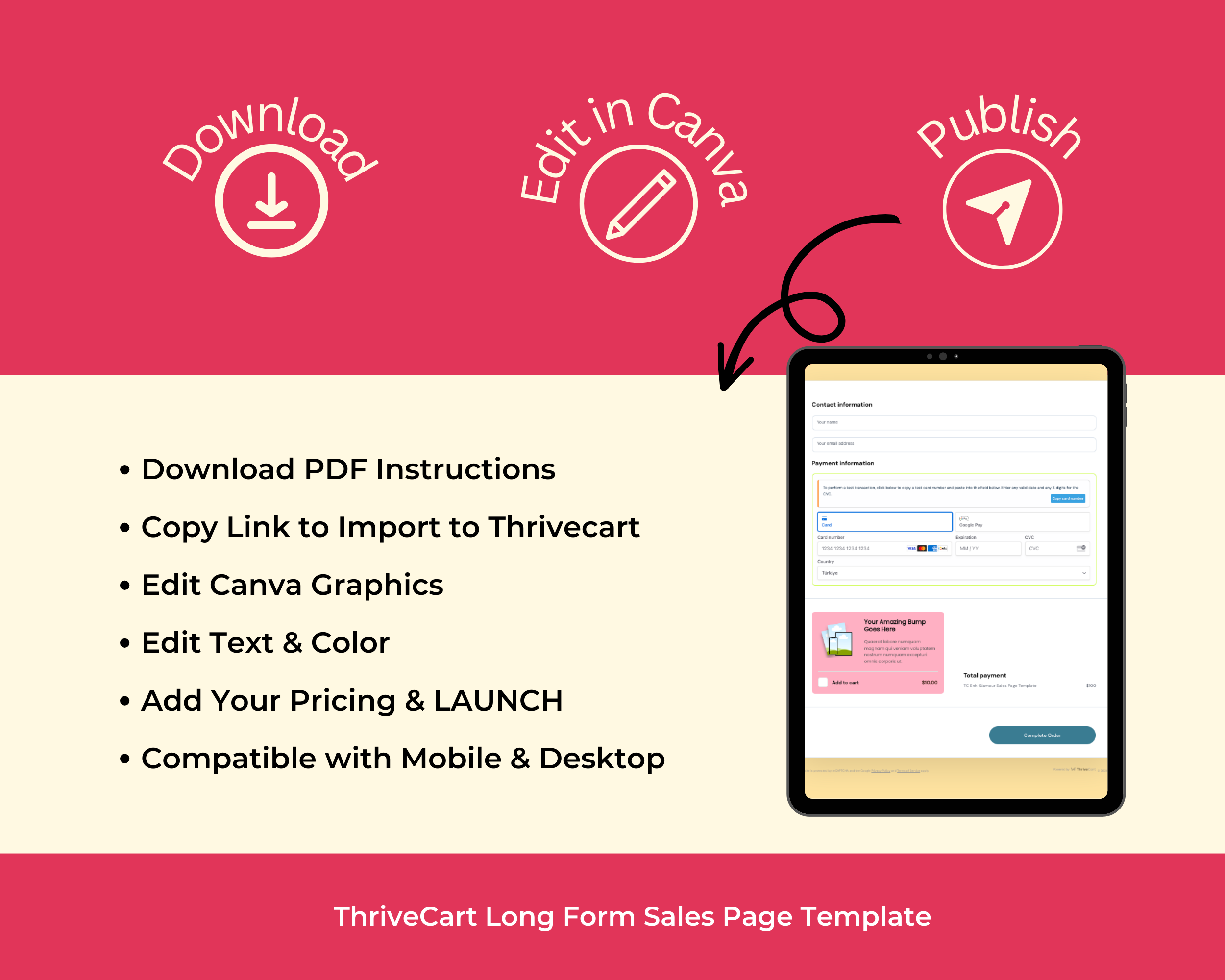 Glamour Sales Page Template in ThriveCart