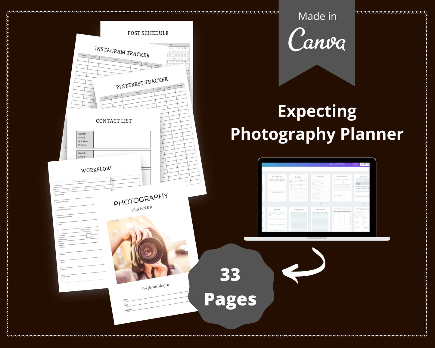 Photography Planner in Canva | Canva Template Pack | Photography Business Planner Canva | Commercial Use