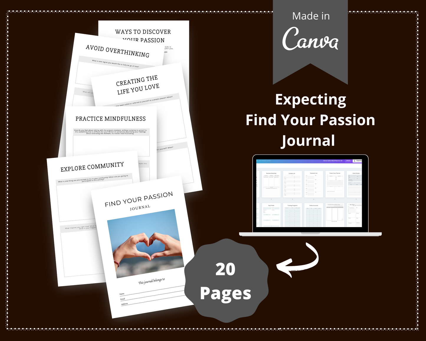 Editable Find Your Passion Journal in Canva | Commercial Use