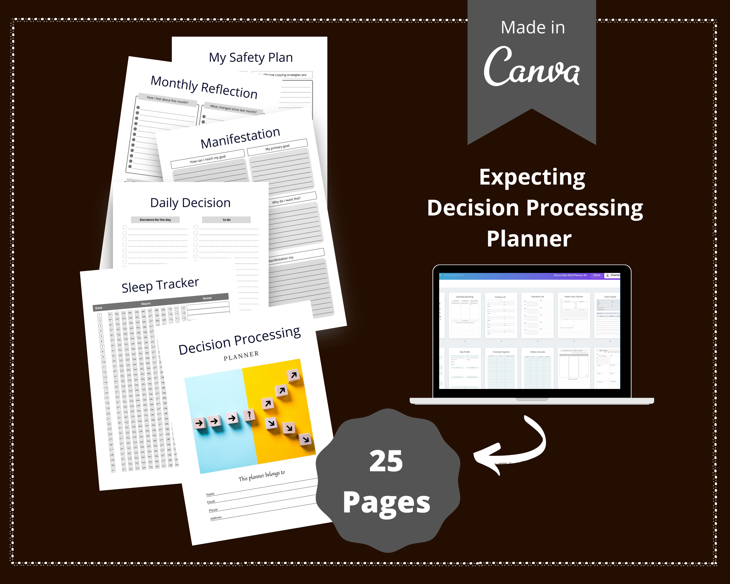 Editable Decision Processing Planner Template in Canva | Canva Template Pack | Commercial Use