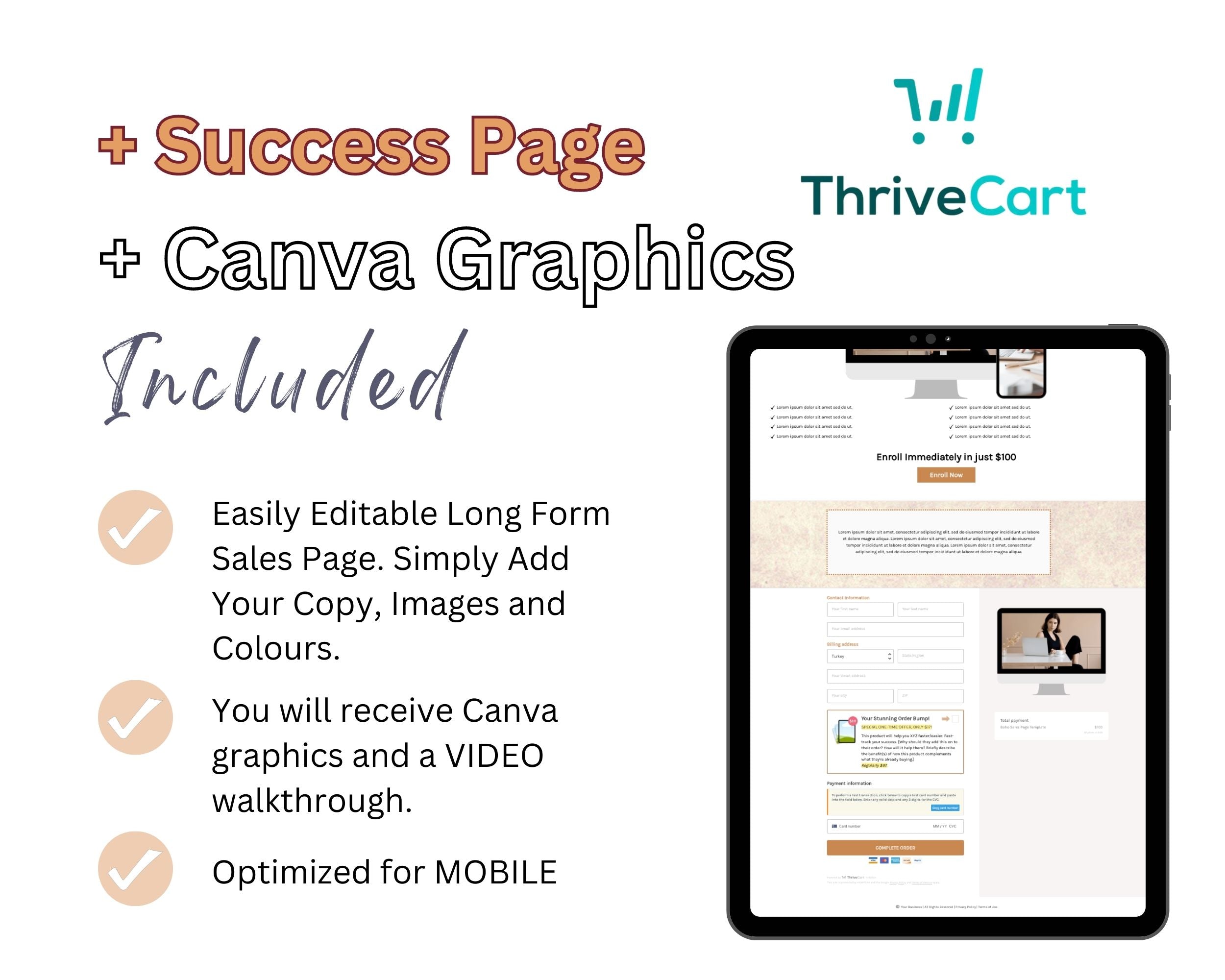 Boho Sales Page Template in ThriveCart