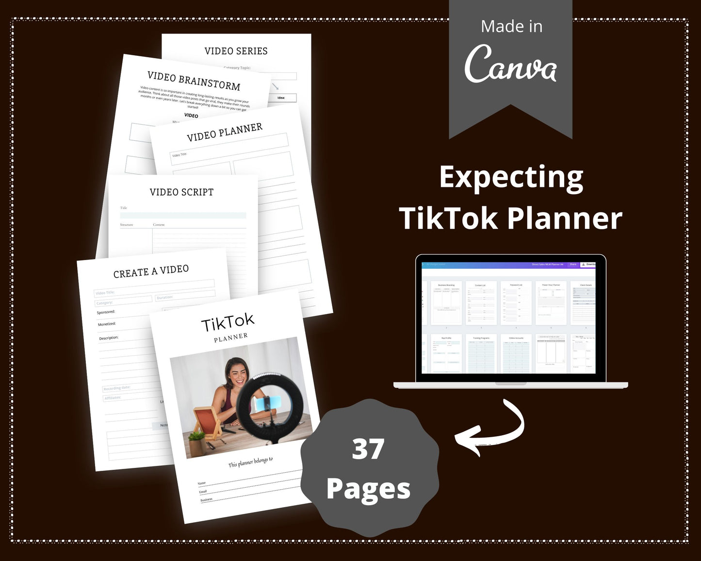 Editable TikTok Planner in Canva | Commercial Use