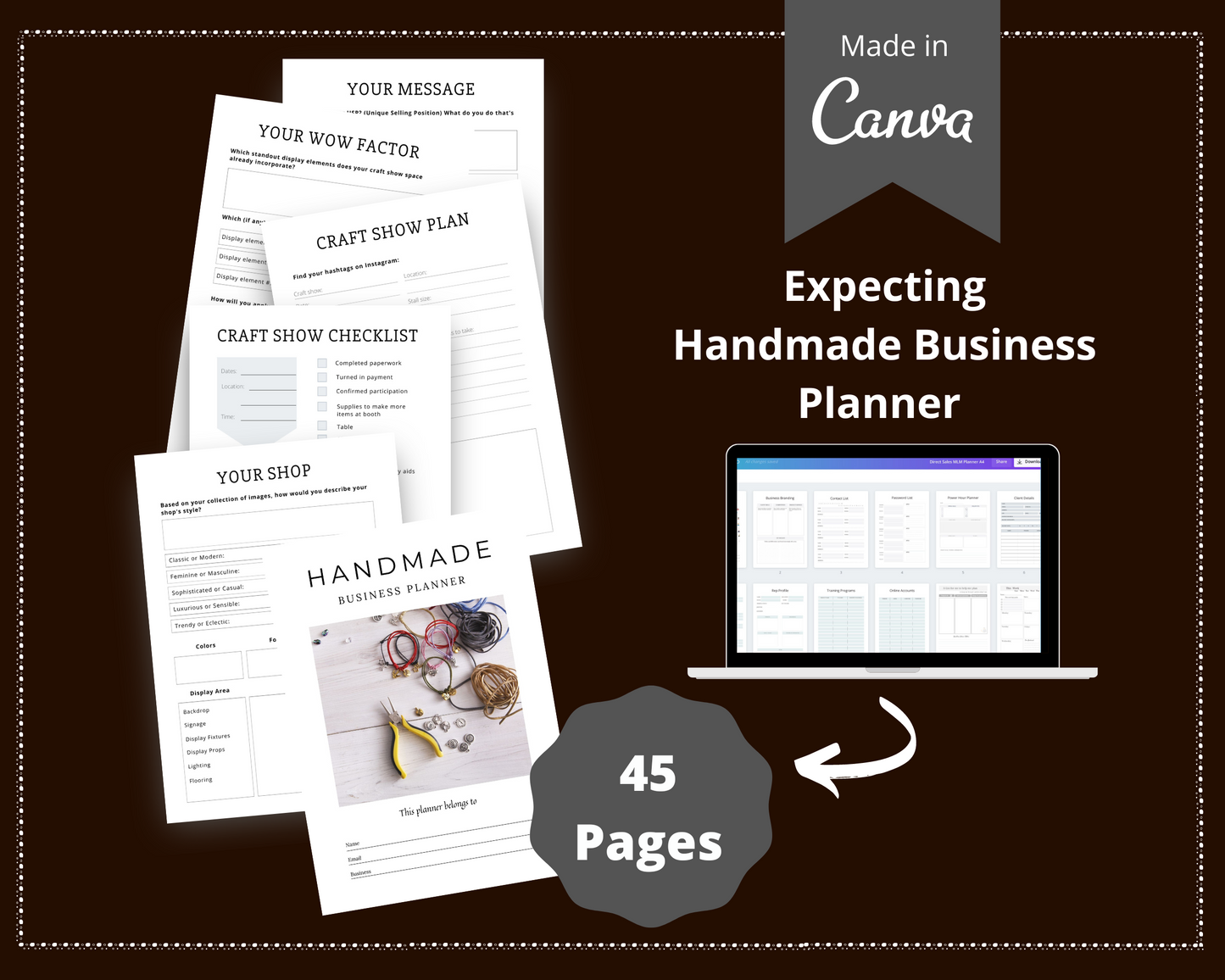 Editable Handmade Craft Planner Templates in Canva | Commercial Use