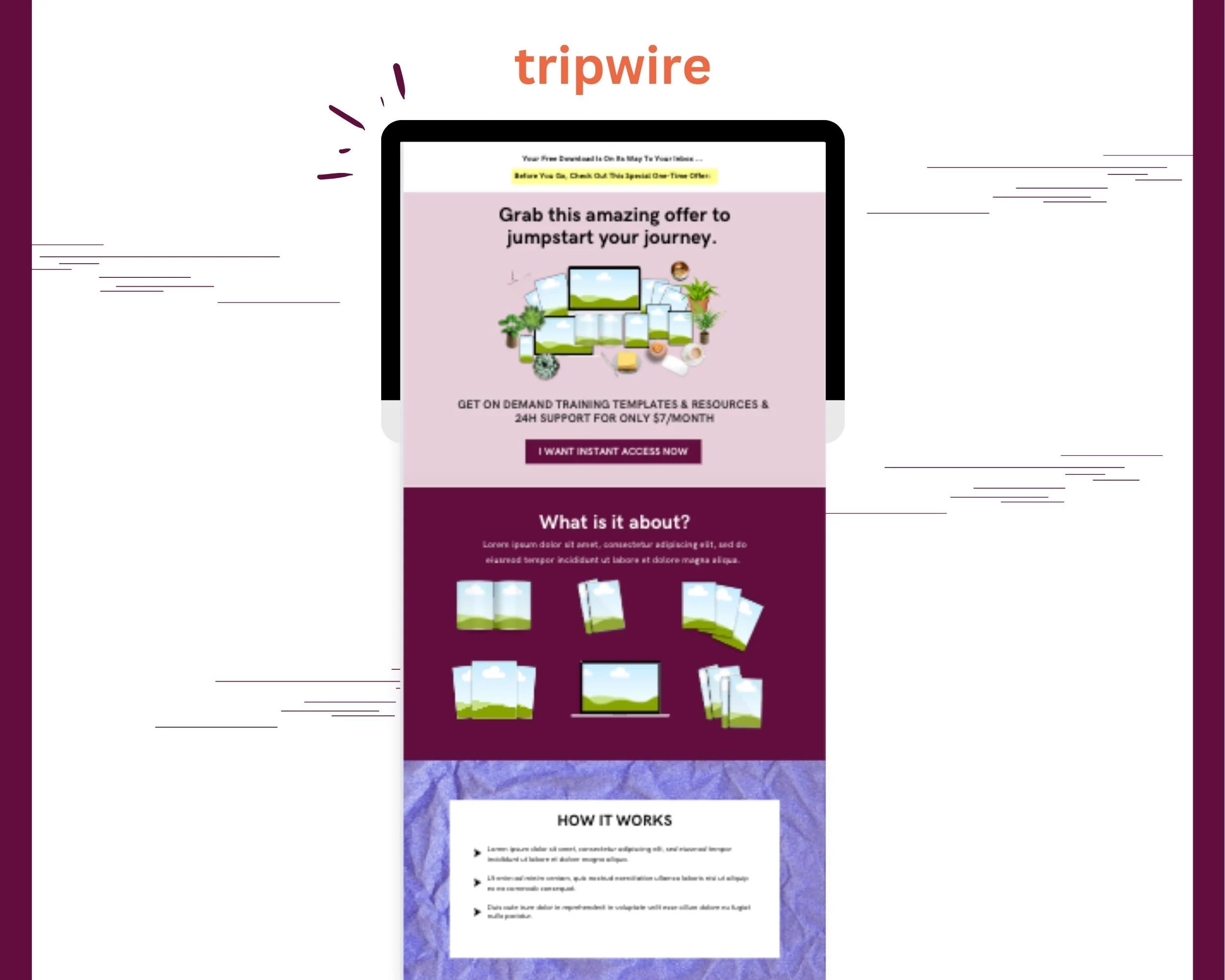 Purple Membership 2-Step Tripwire Sales Funnel in Canva