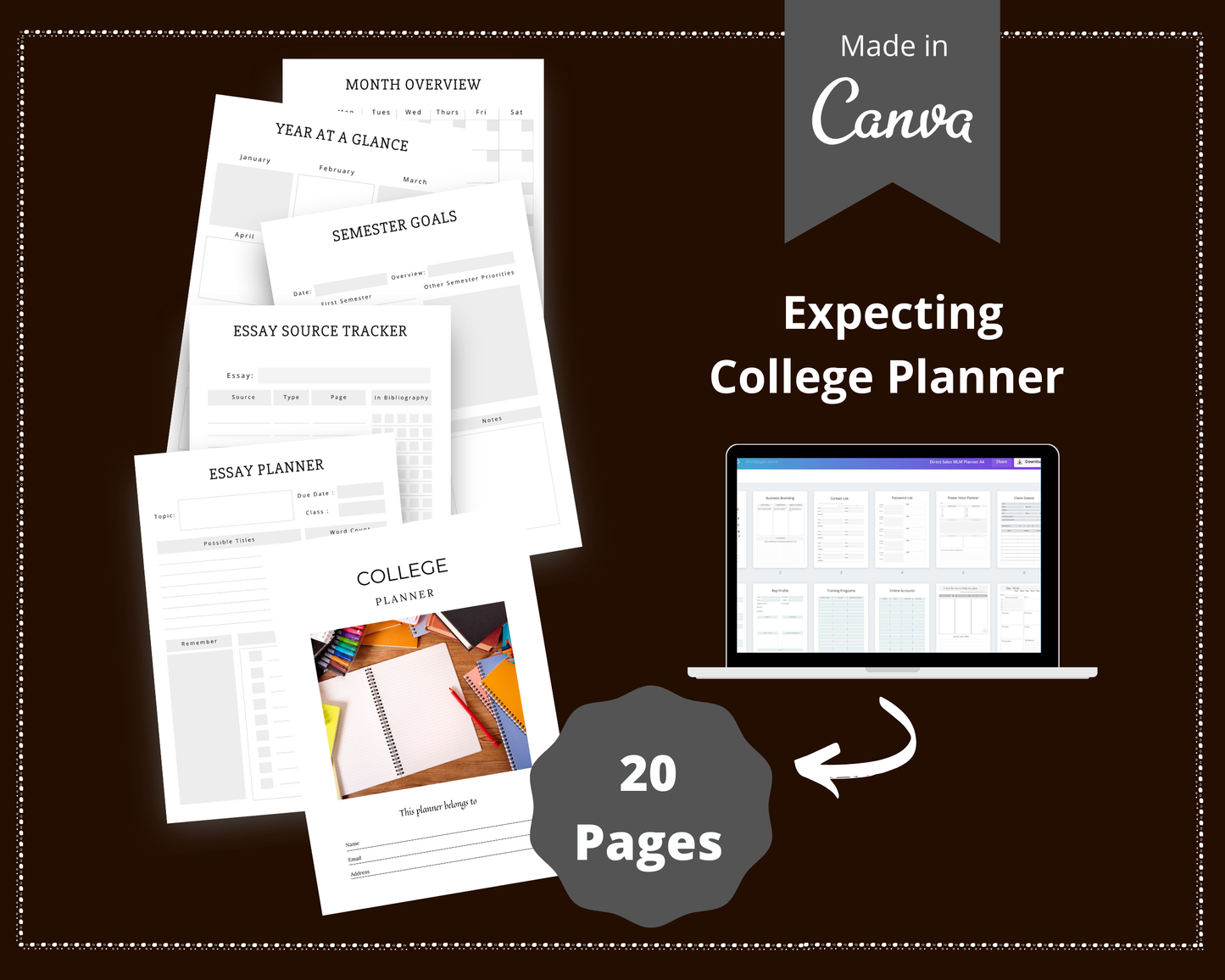 Editable College Planner in Canva | Commercial Use