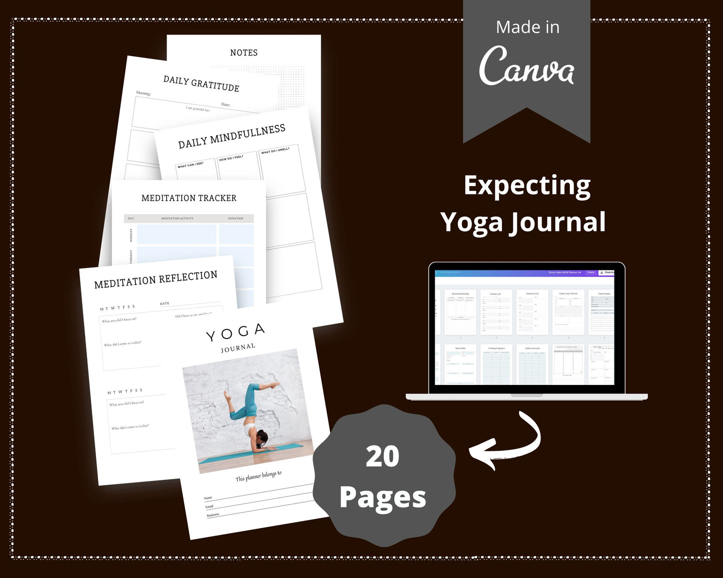Editable Yoga Journal in Canva | Commercial Use