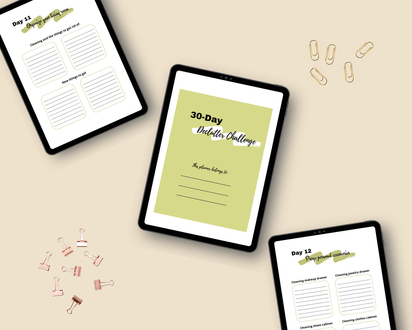 30-Day Declutter Challenge | Editable Canva Template A4 Size
