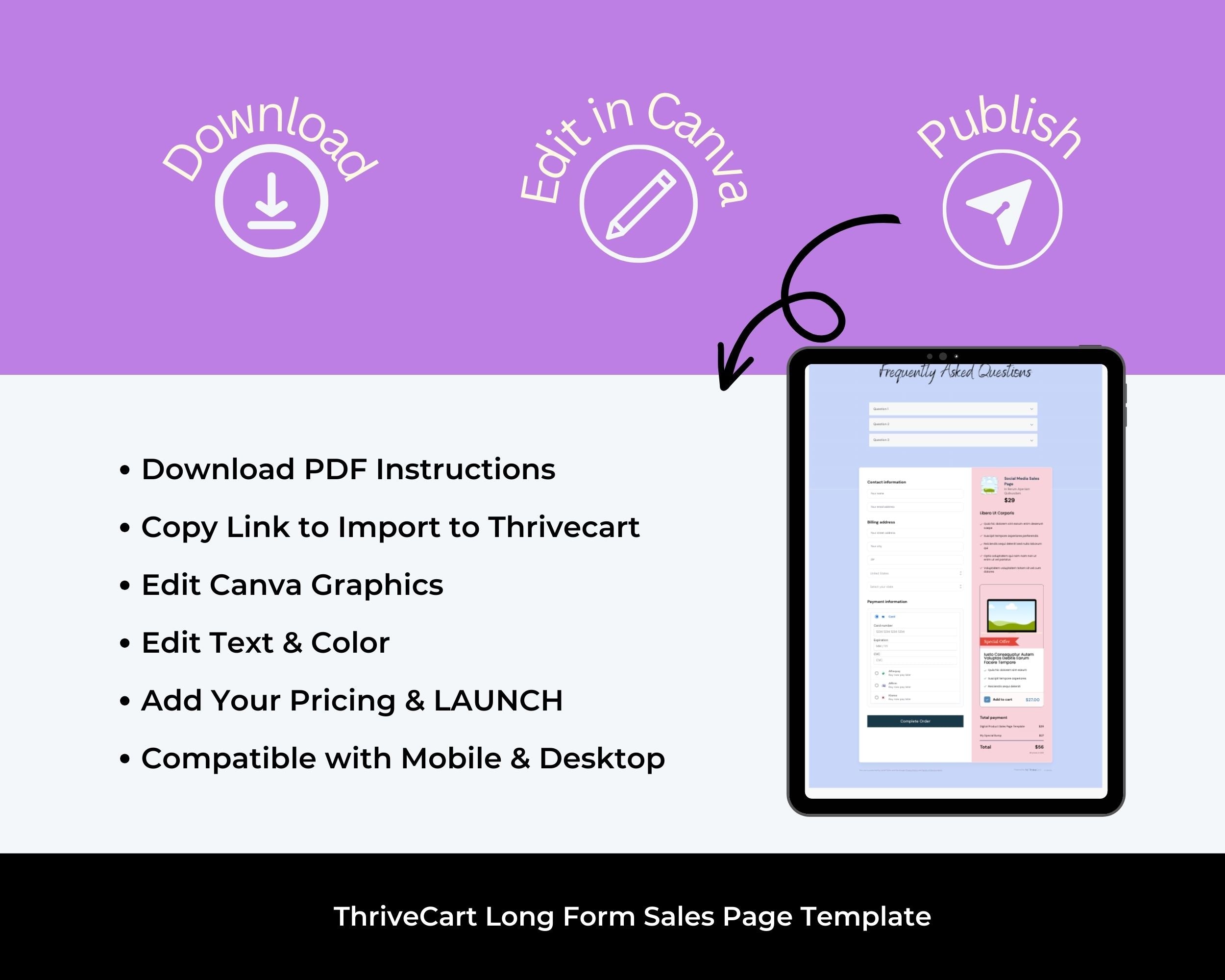 Digital Product Sales Page Template in ThriveCart