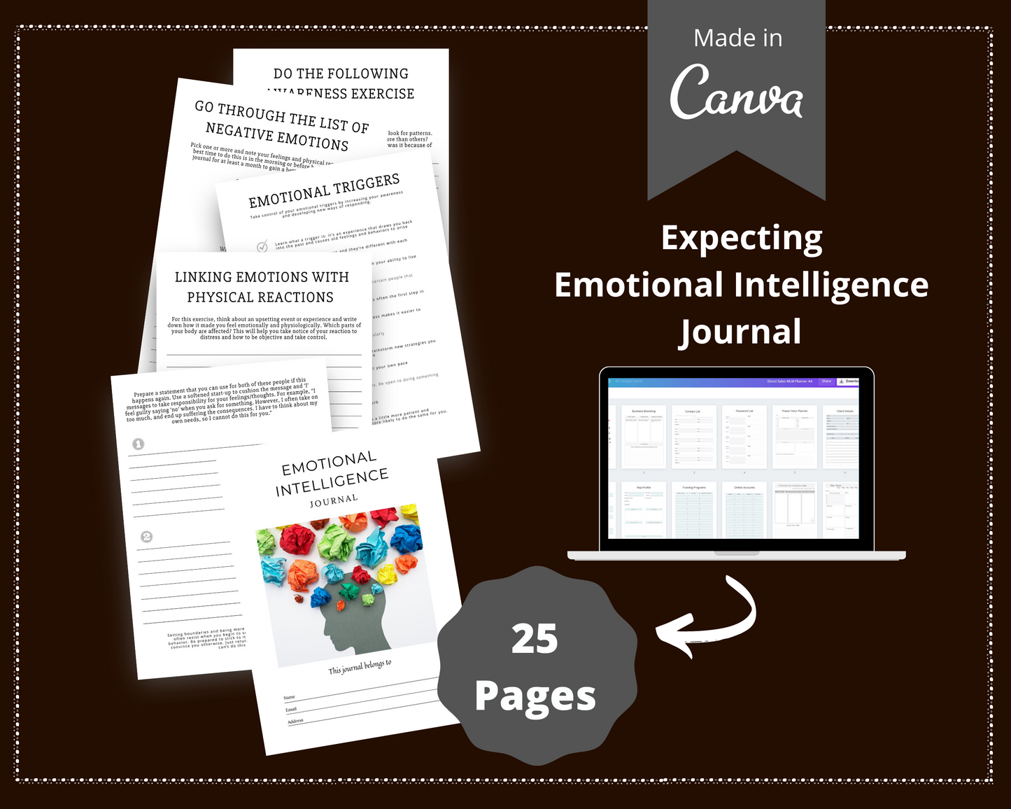Editable Emotional Intelligence Journal in Canva | Commercial Use