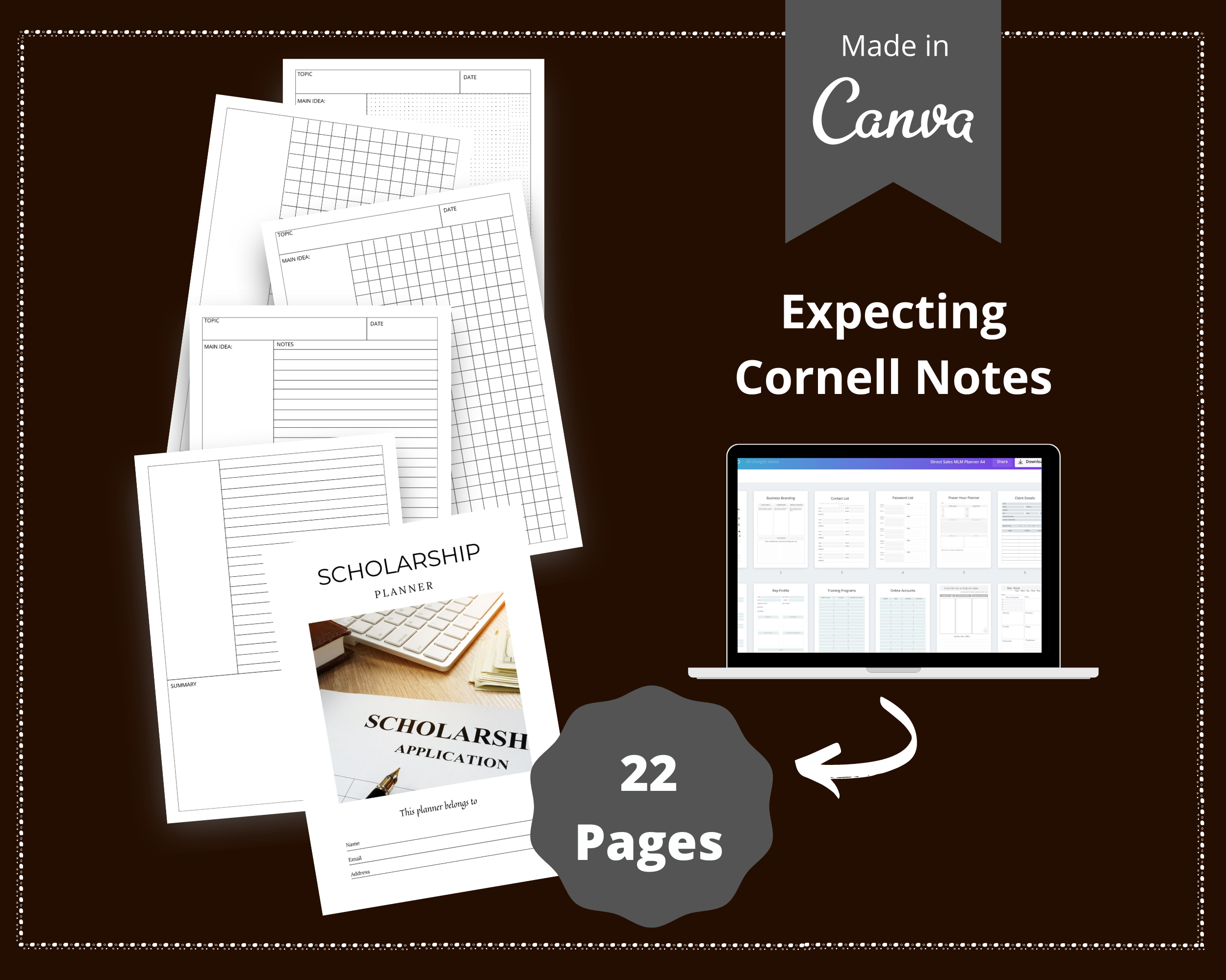 Editable Cornell Notes in Canva | Commercial Use