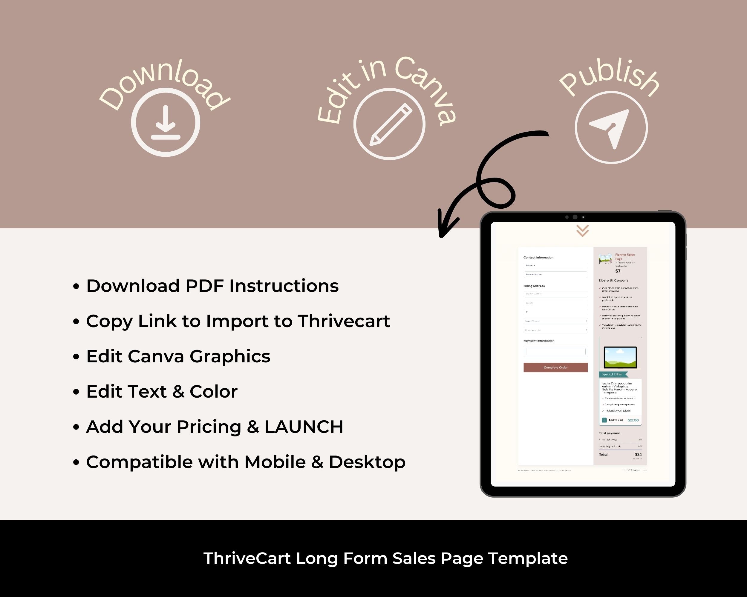 Planner Sales Page Template in ThriveCart