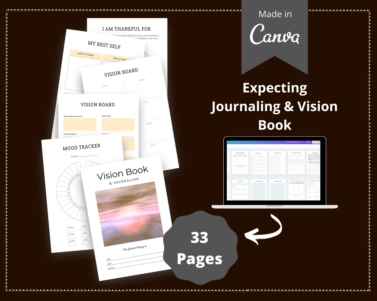Editable Vision Book Template in Canva | Commercial Use