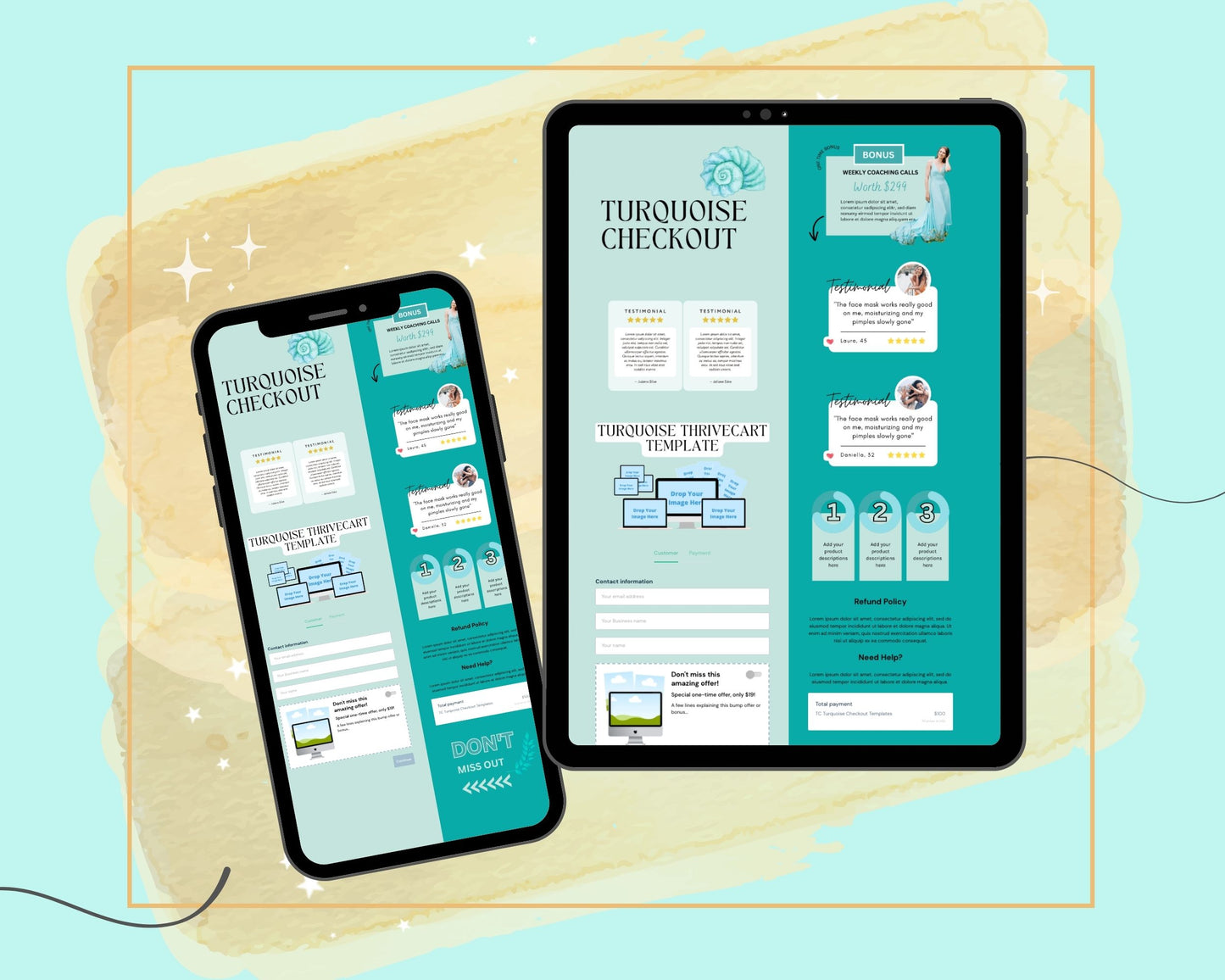 Turquoise Checkout Page ThriveCart Template