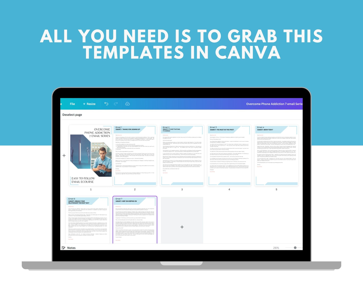 Overcome Phone Addiction Emails | Rebrandable Done-for-You eCourse