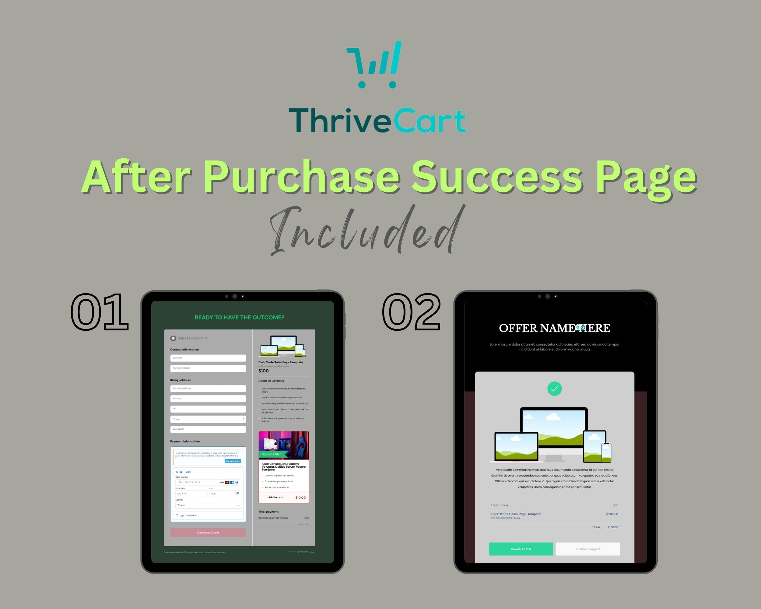 Dark Mode Sales Page Template in ThriveCart