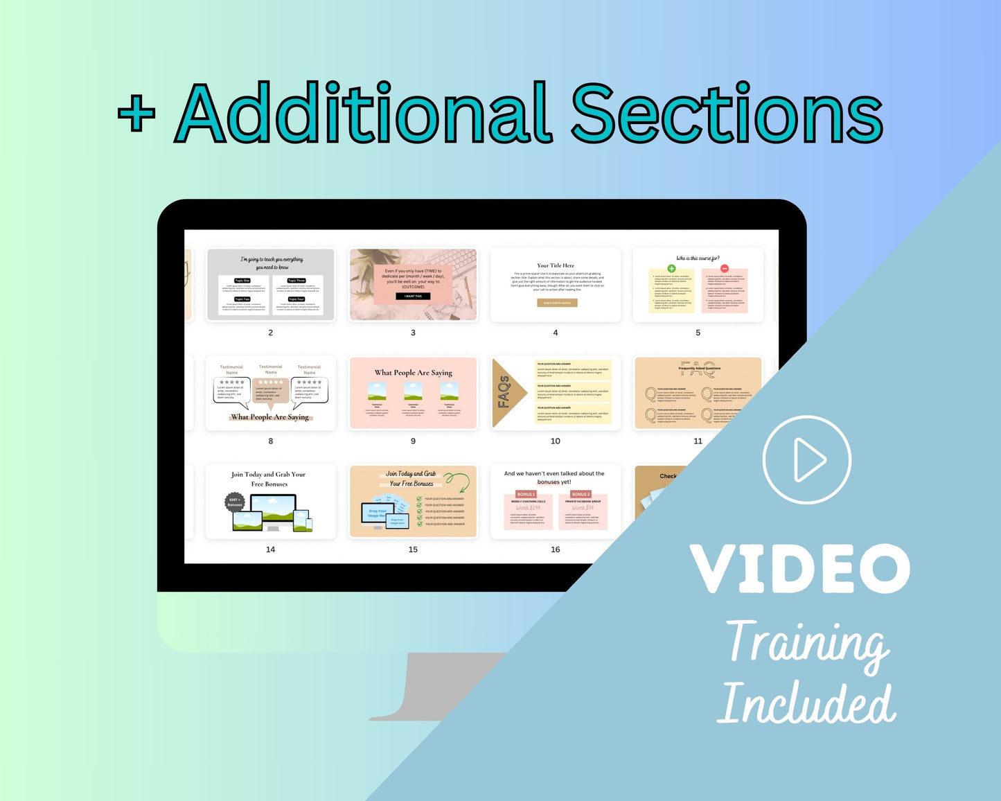 Ocean Online Course Canva Sales Page Template