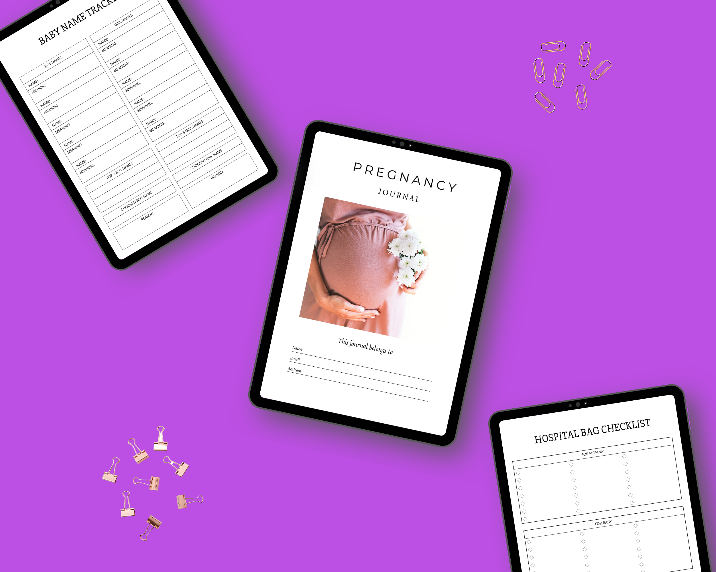 Editable Pregnancy Planner Templates in Canva | New Mom Planner Templates | Commercial Use