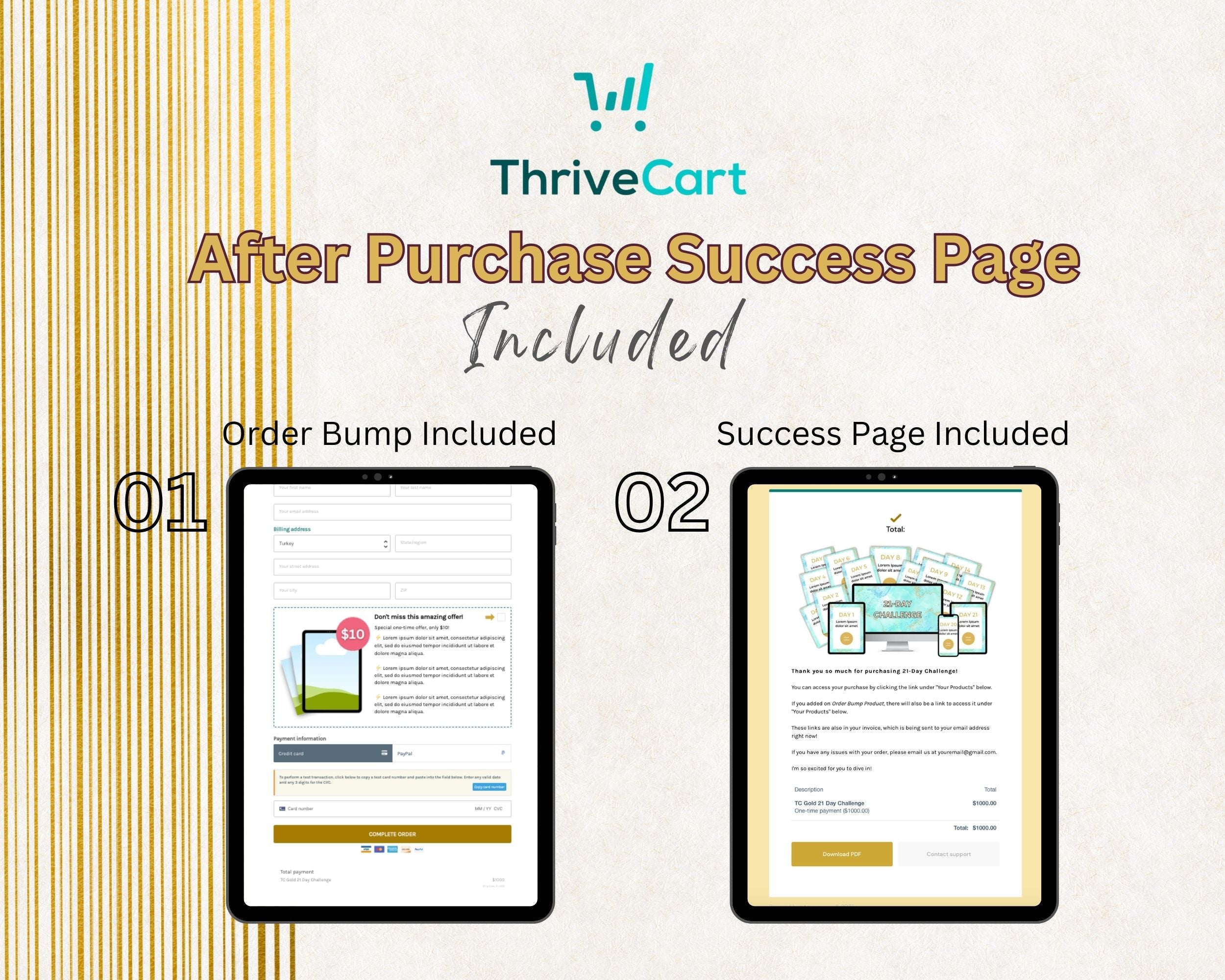 Gold 21-Day Challenge Sales Page Template in Thrivecart