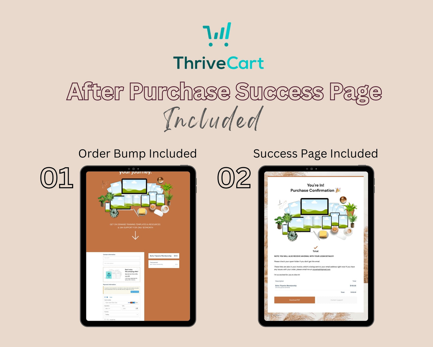Boho Tripwire Membership Sales Page Template in ThriveCart