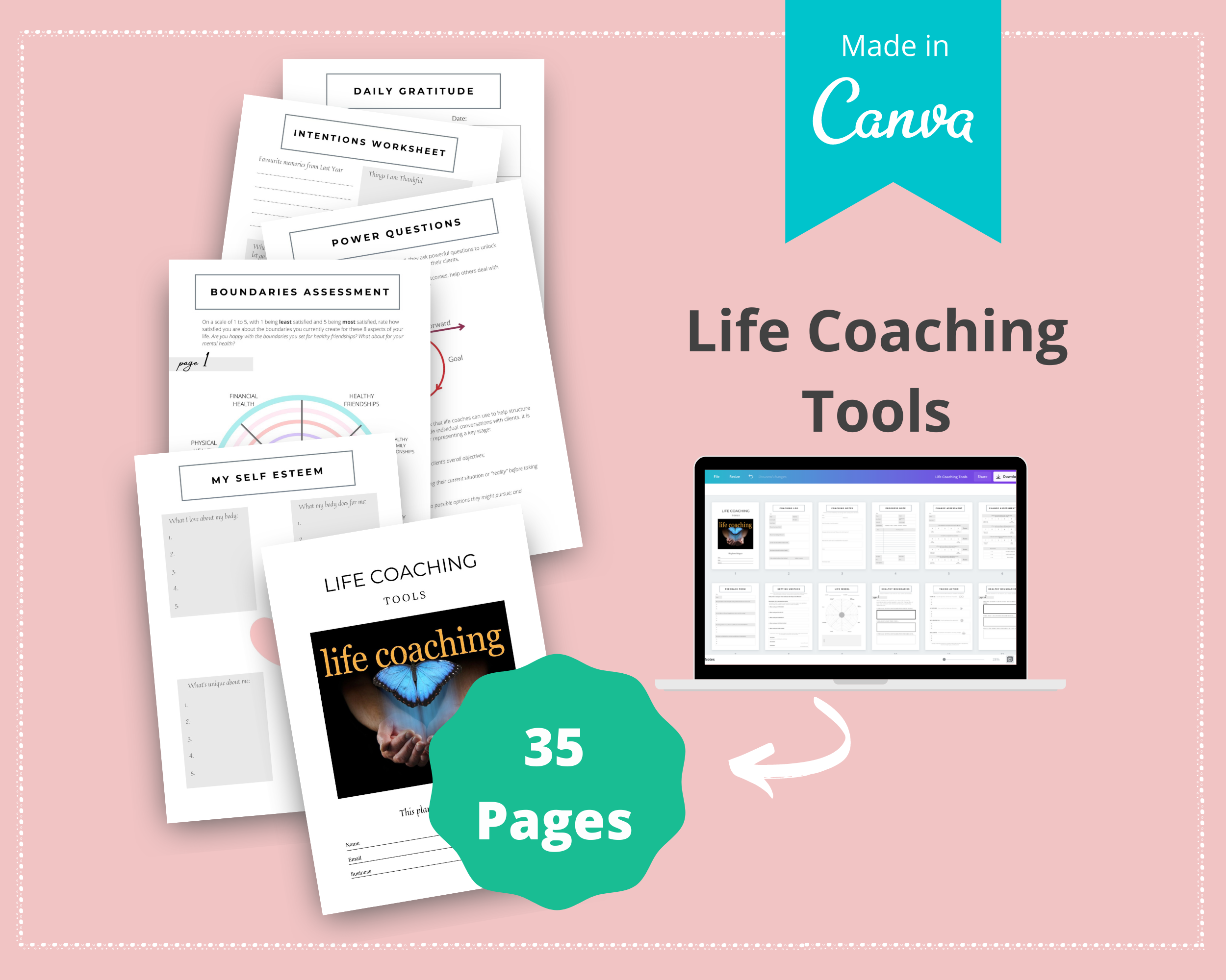 Editable Life Coaching Tools in Canva | Commercial Use