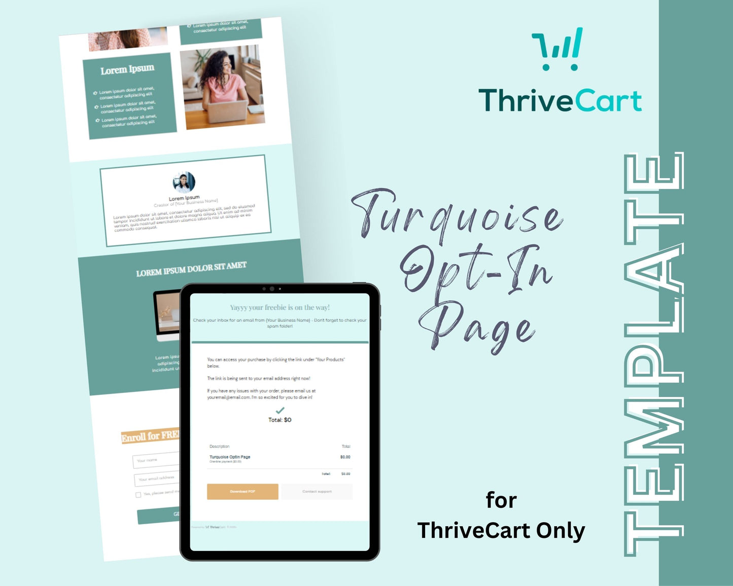 Turquoise ThriveCart Opt-In Page Template