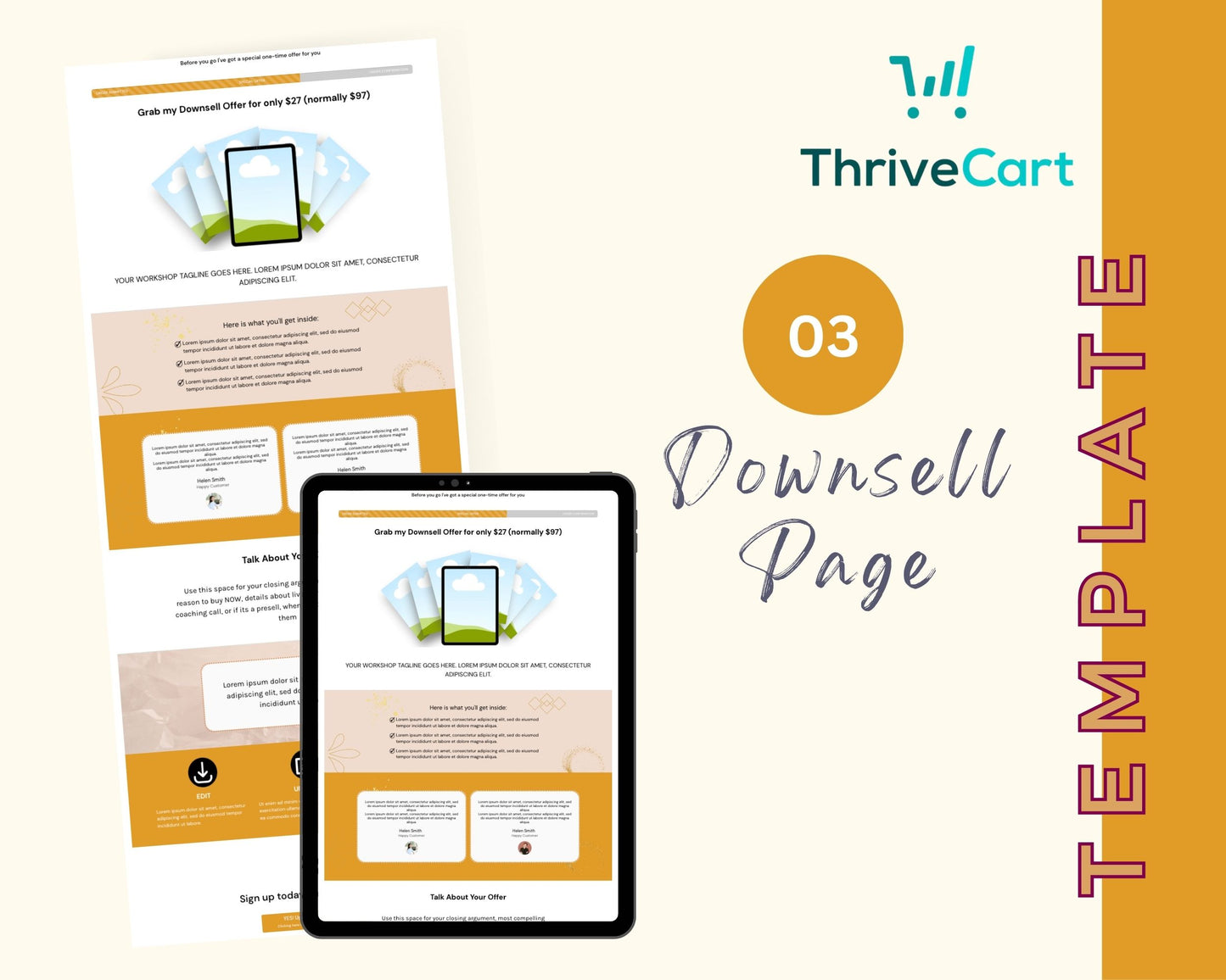 Golden Beige ThriveCart 4-Page Sales Funnel Template