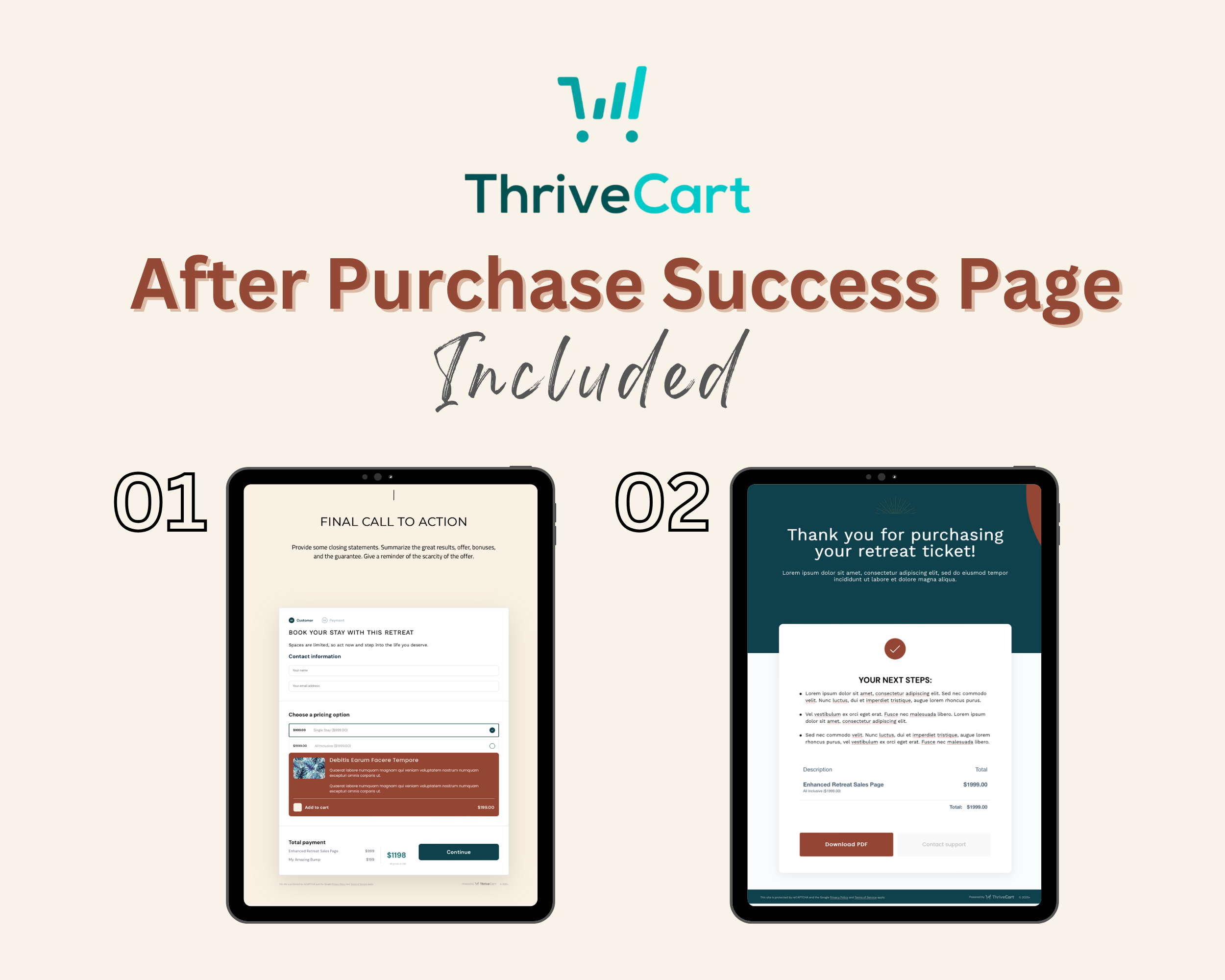 Retreat Sales Page Template in ThriveCart