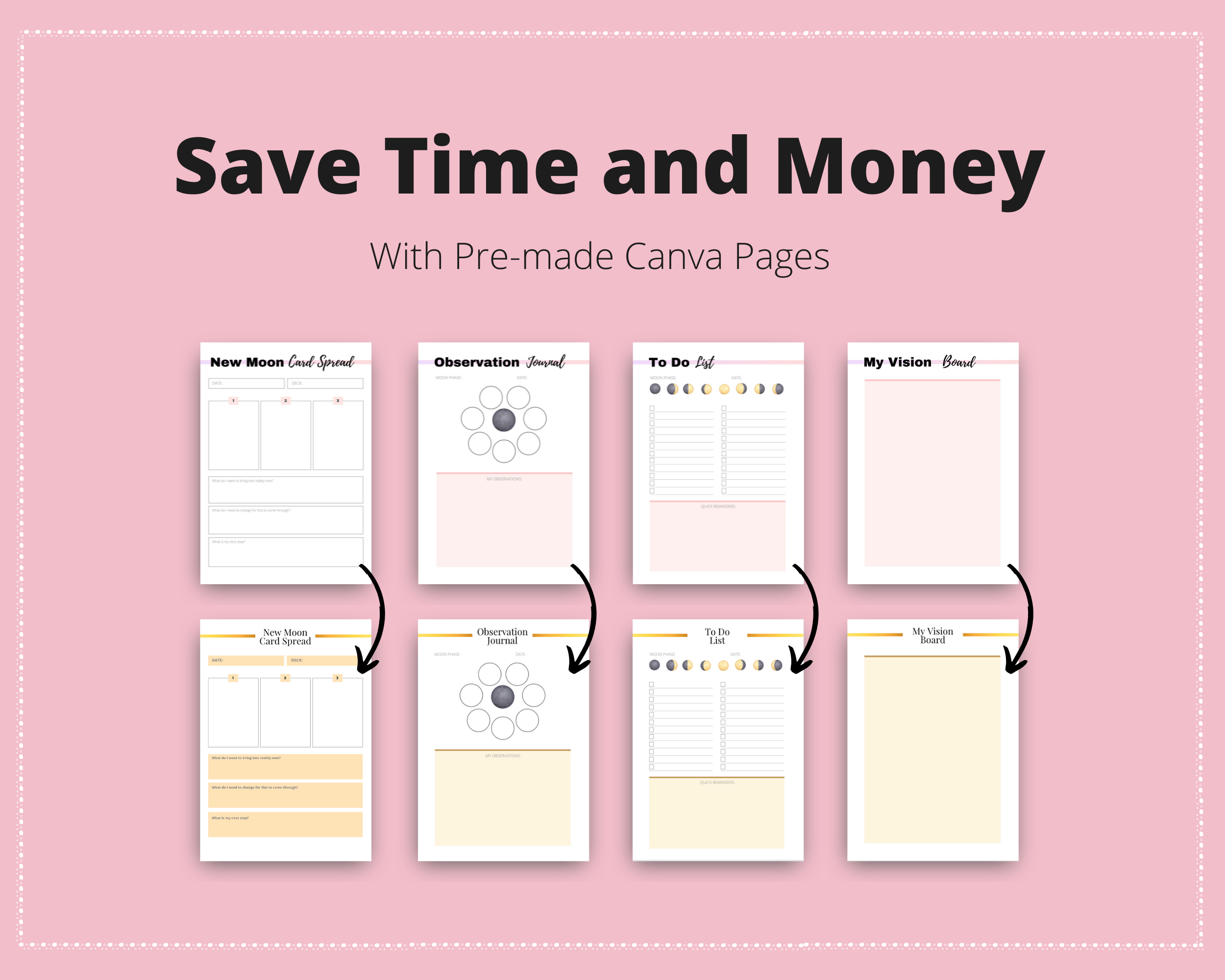 Editable Moon Journal Planner Templates in Canva | Commercial Use