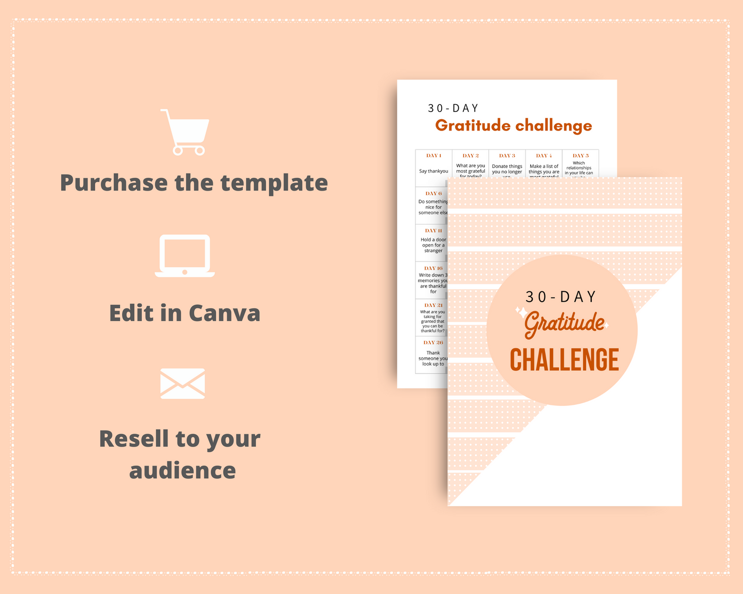 30-Day Gratitude Challenge | Editable Canva Template A4 Size