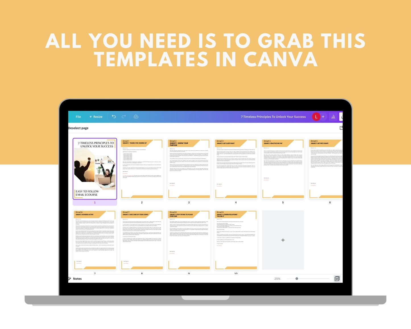 Editable 7 Timeless Principles To Unlock Your Success Emails | Newsletter Template