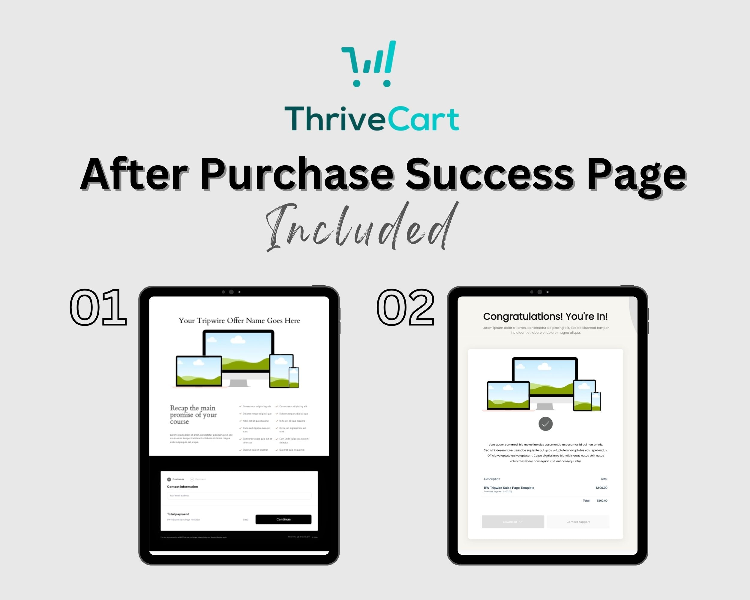 Tripwire Black & White Sales Page Template in ThriveCart