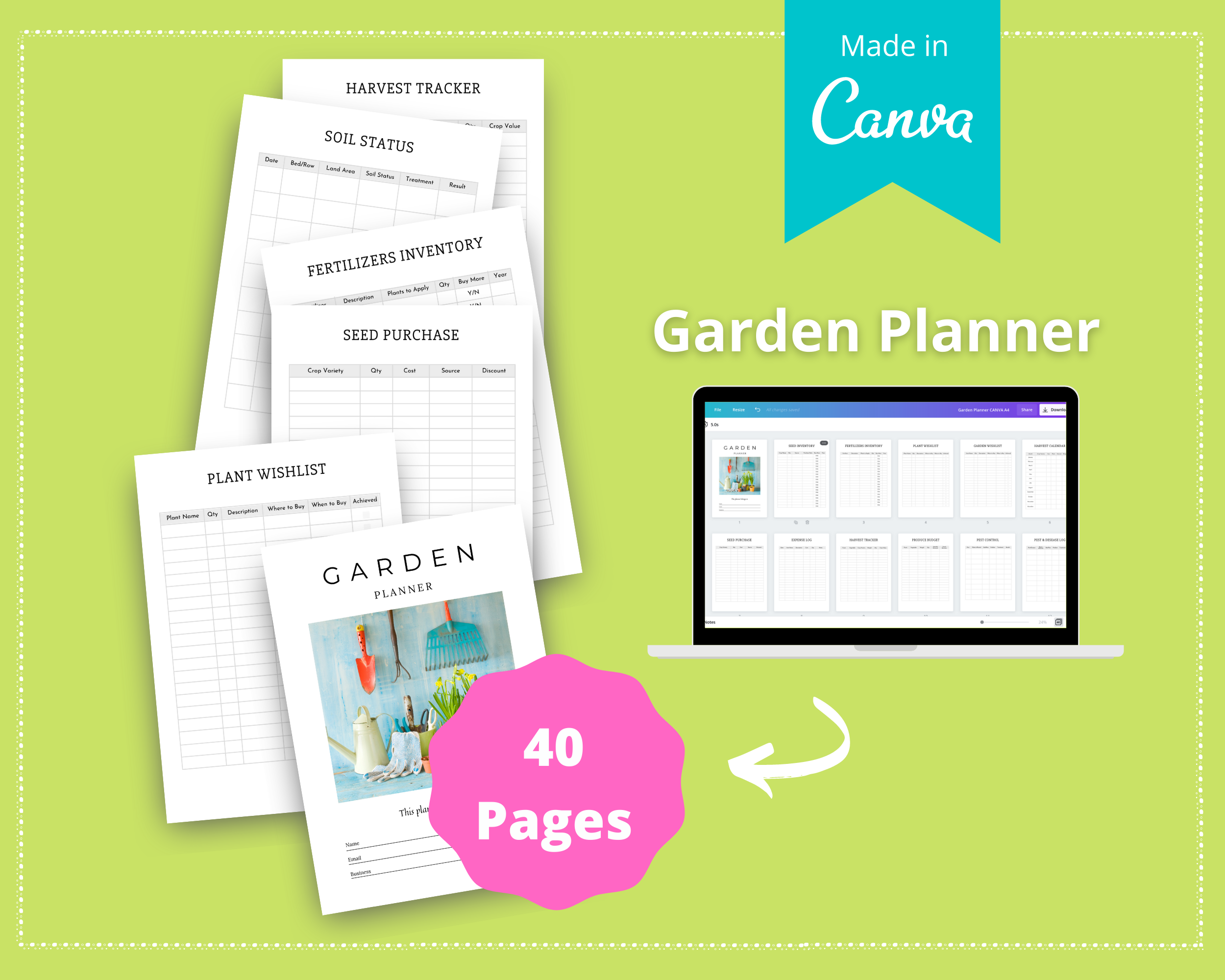 Editable Garden Planner in Canva | Commercial Use