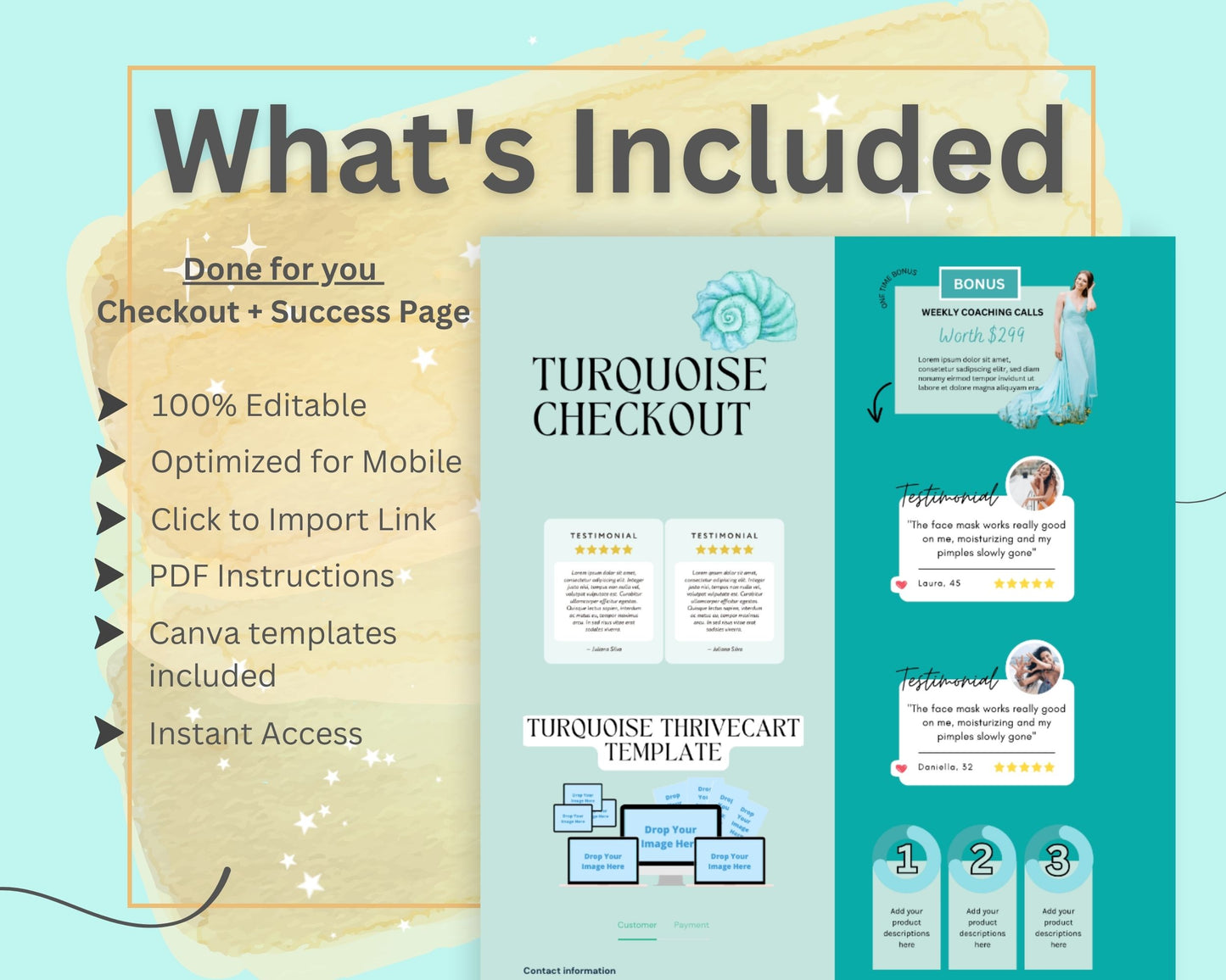 Turquoise Checkout Page ThriveCart Template