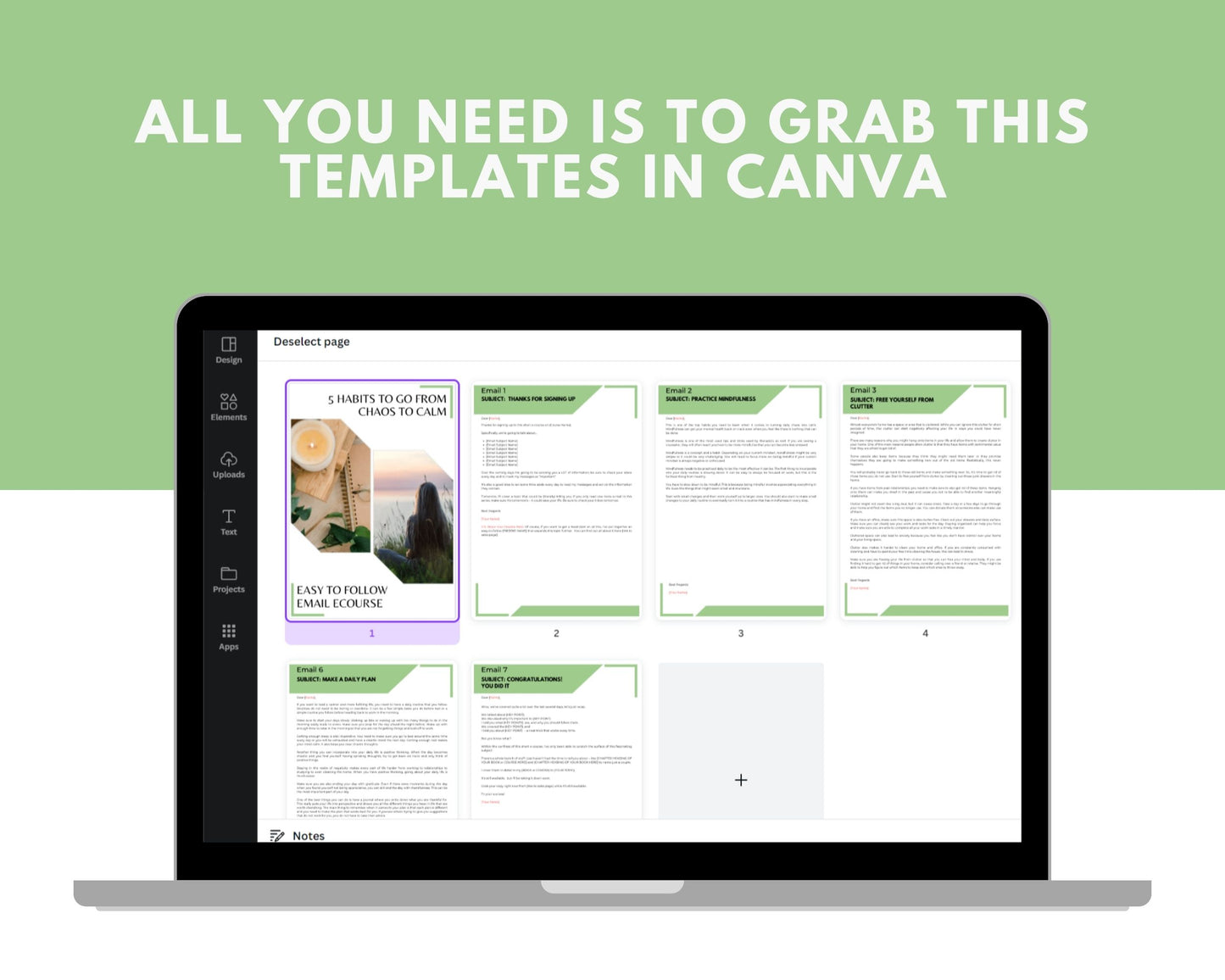 Editable 5 Habits to Go from Chaos to Calm Emails | Rebrandable Newsletter