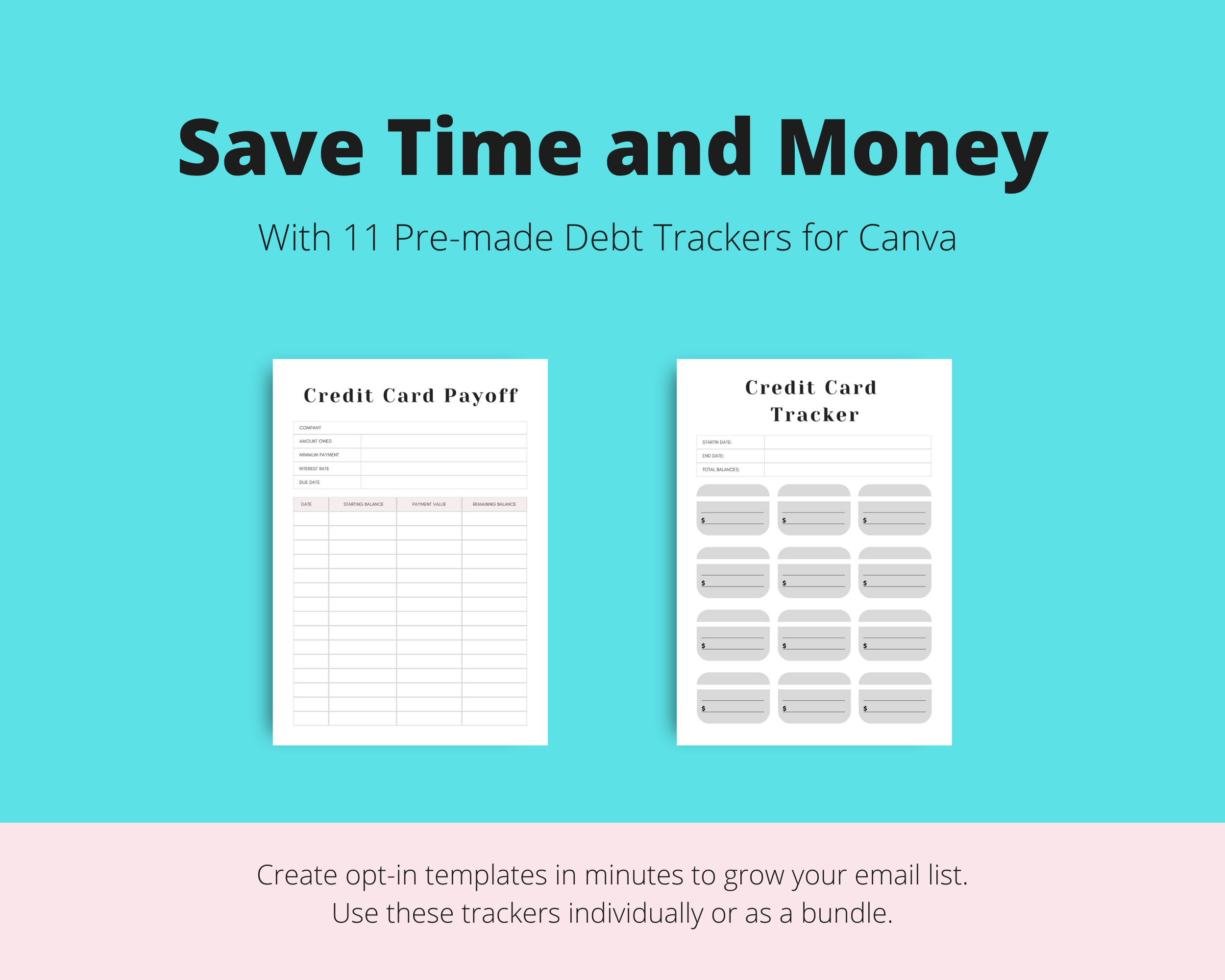 Debt Tracker Canva Templates | Commercial Use | Editable Debt Chart | 52 Weeks Debt Payoff