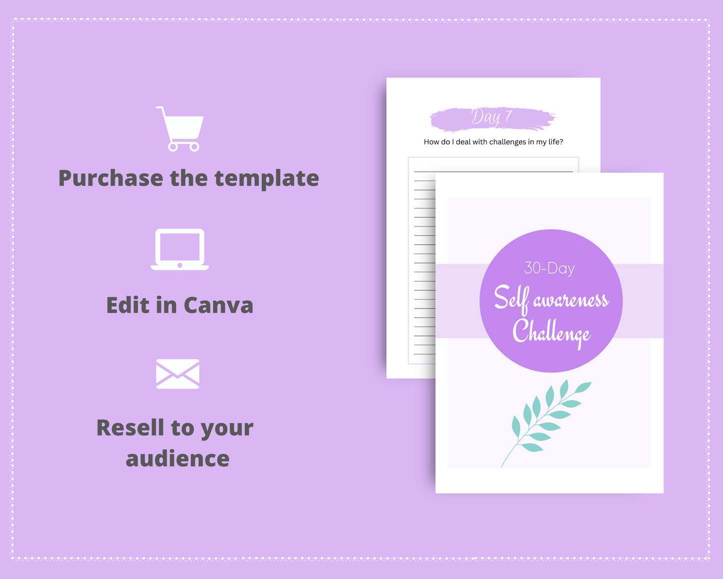 30-Day Self Awareness Challenge | Editable Canva Template A4 Size