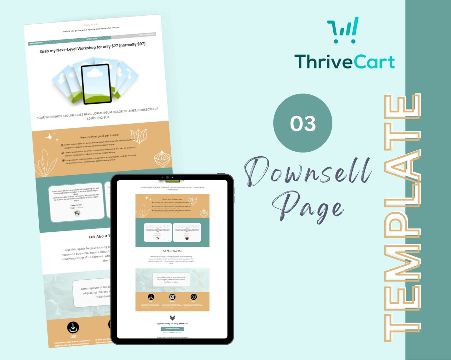 Turquoise ThriveCart 4-Page Sales Funnel Template