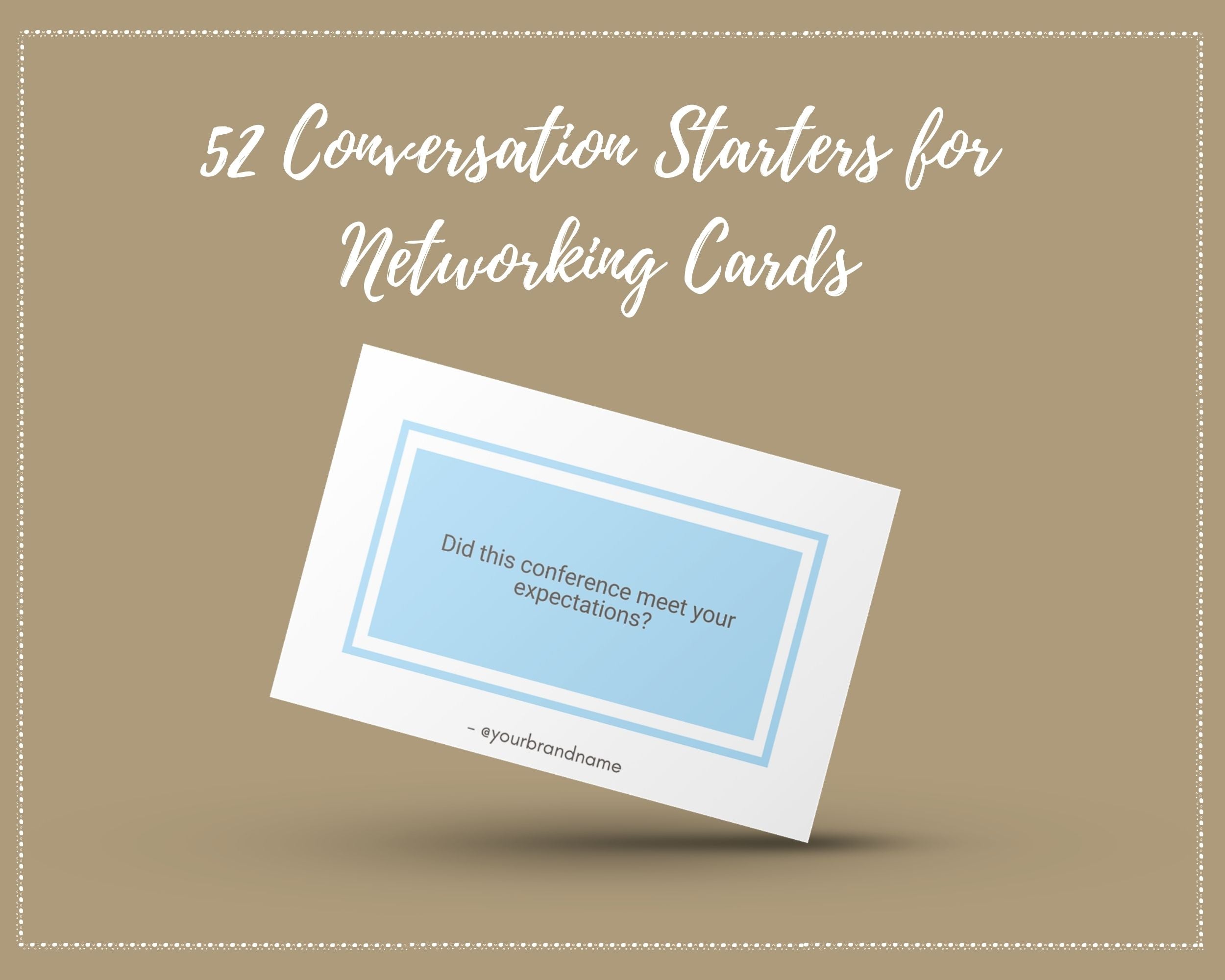 52 Conversation Starters for Networking Professionals | Canva Inspirational Cards | Commercial Use