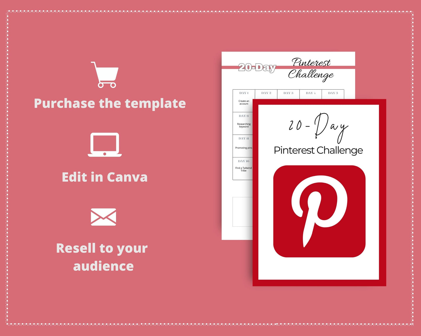 20-Day Pinterest Challenge | Editable Canva Template A4 Size