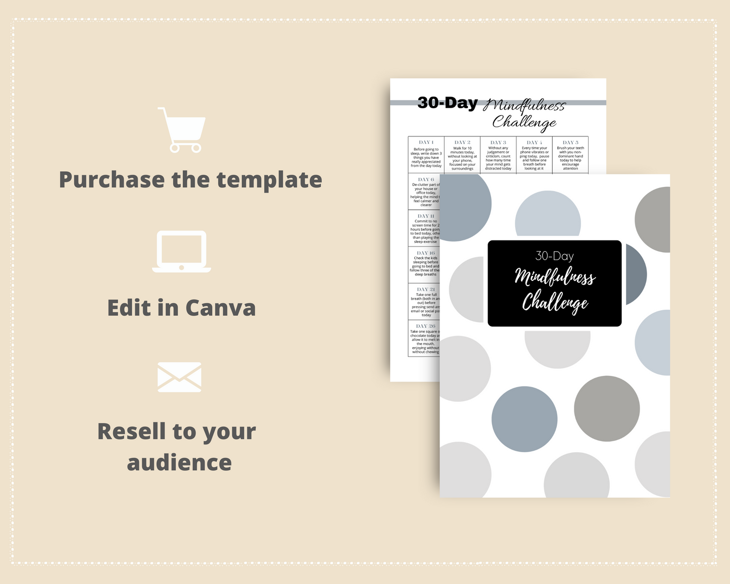 30-Day Mindfulness Challenge | Editable Canva Template A4 Size
