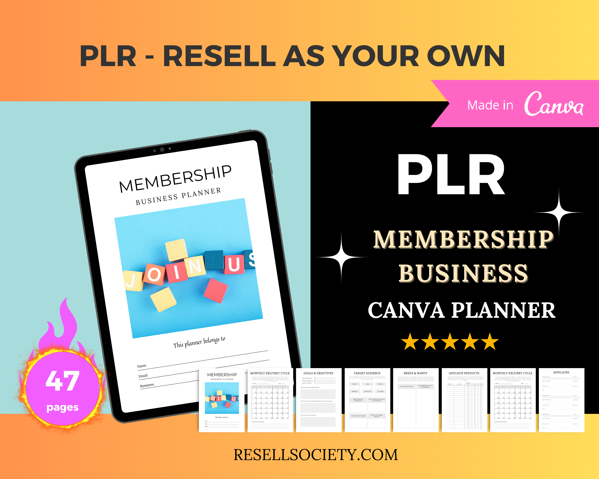 Editable Membership Business Planner in Canva | Commercial Use