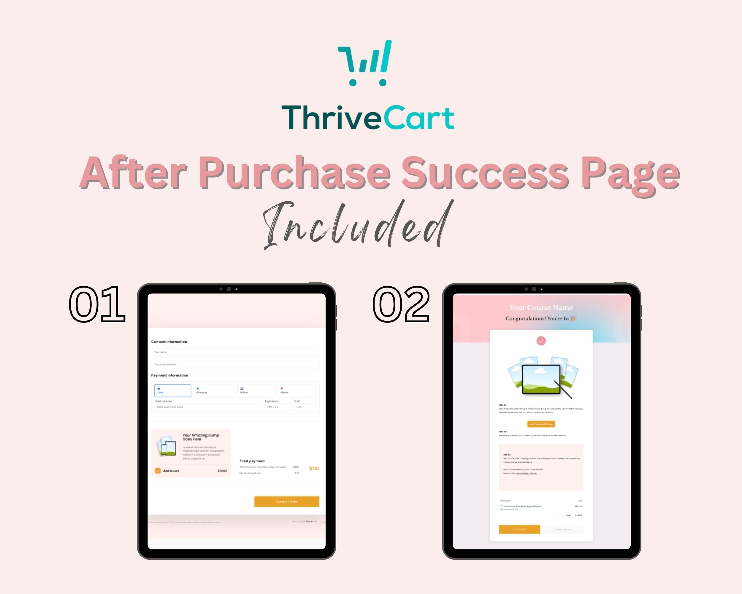 Cotton Pink Sales Page Template in ThriveCart