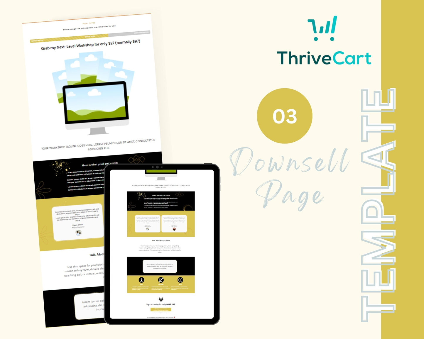 Black & Gold ThriveCart 4-Page Sales Funnel Template