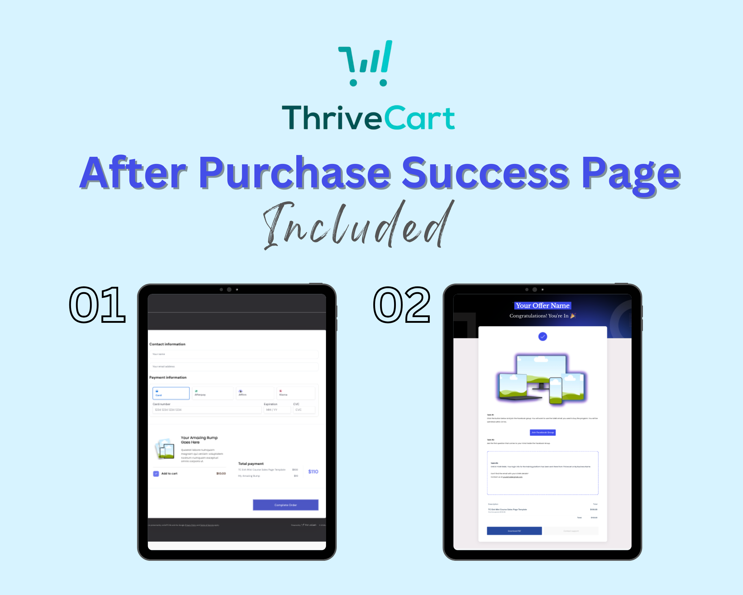 Glowing Blue Sales Page Template in ThriveCart