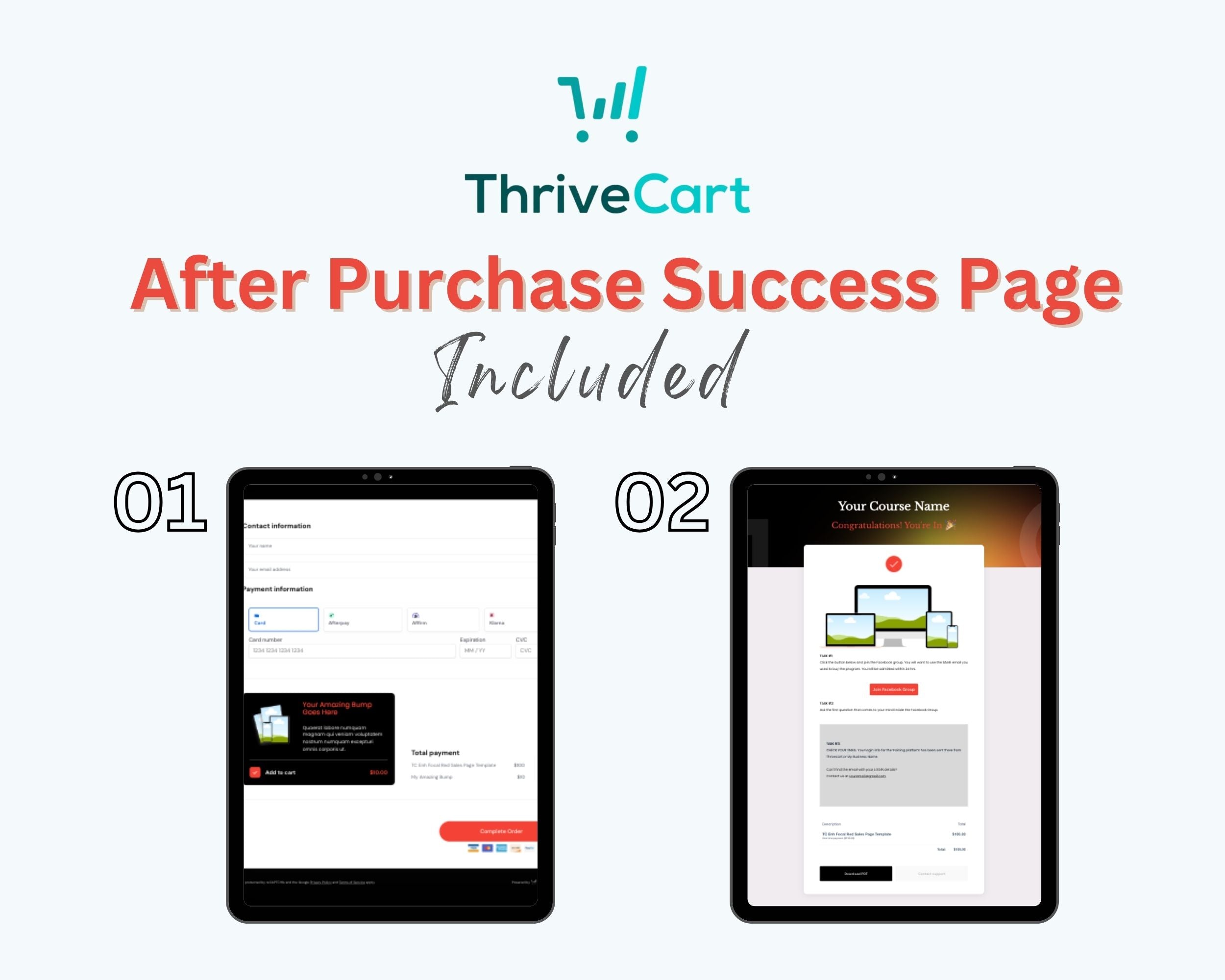 Focal Red Sales Page Template in ThriveCart