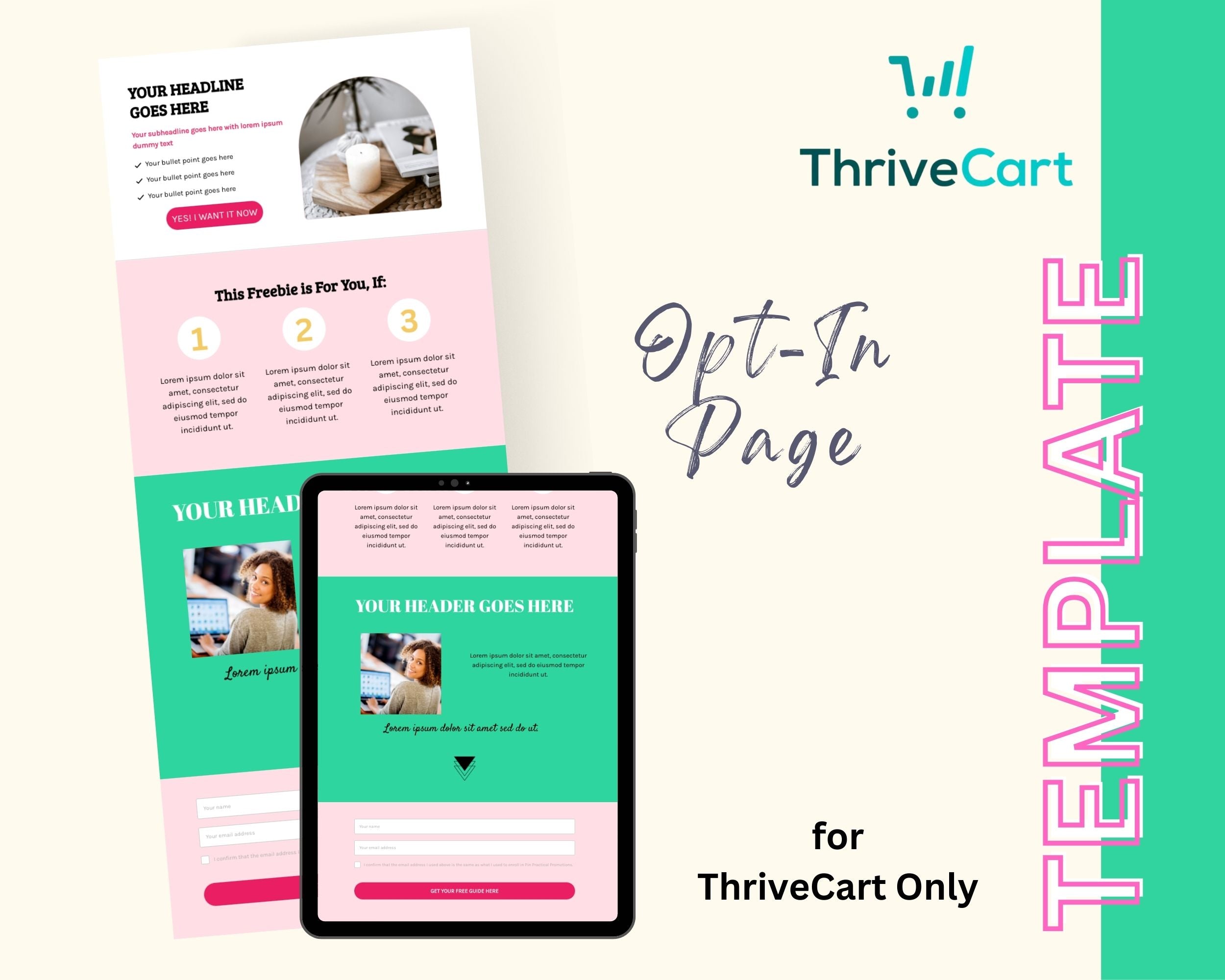 Colorful ThriveCart Opt-In Page Template